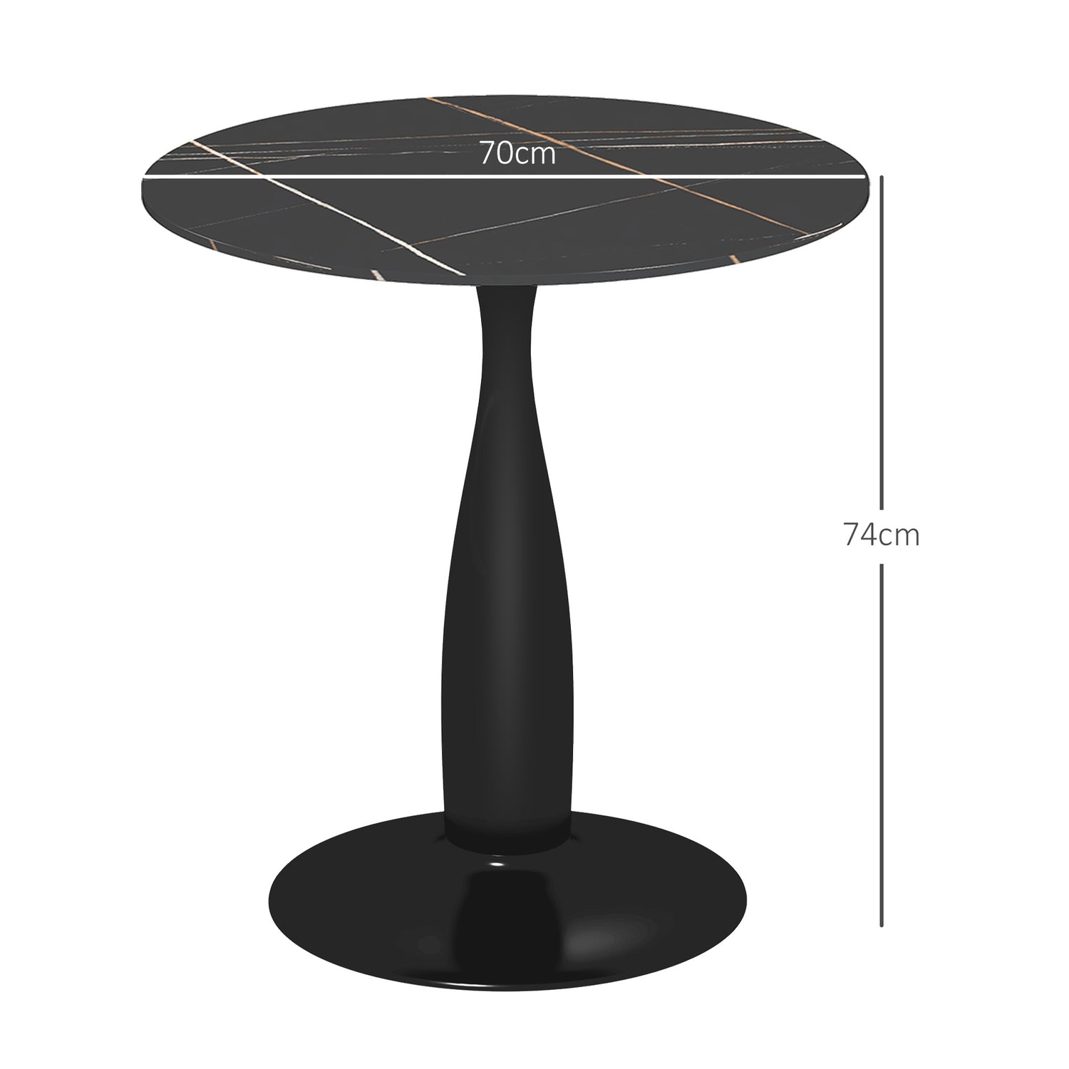 Runt matbord, modern stil – svart, stålram