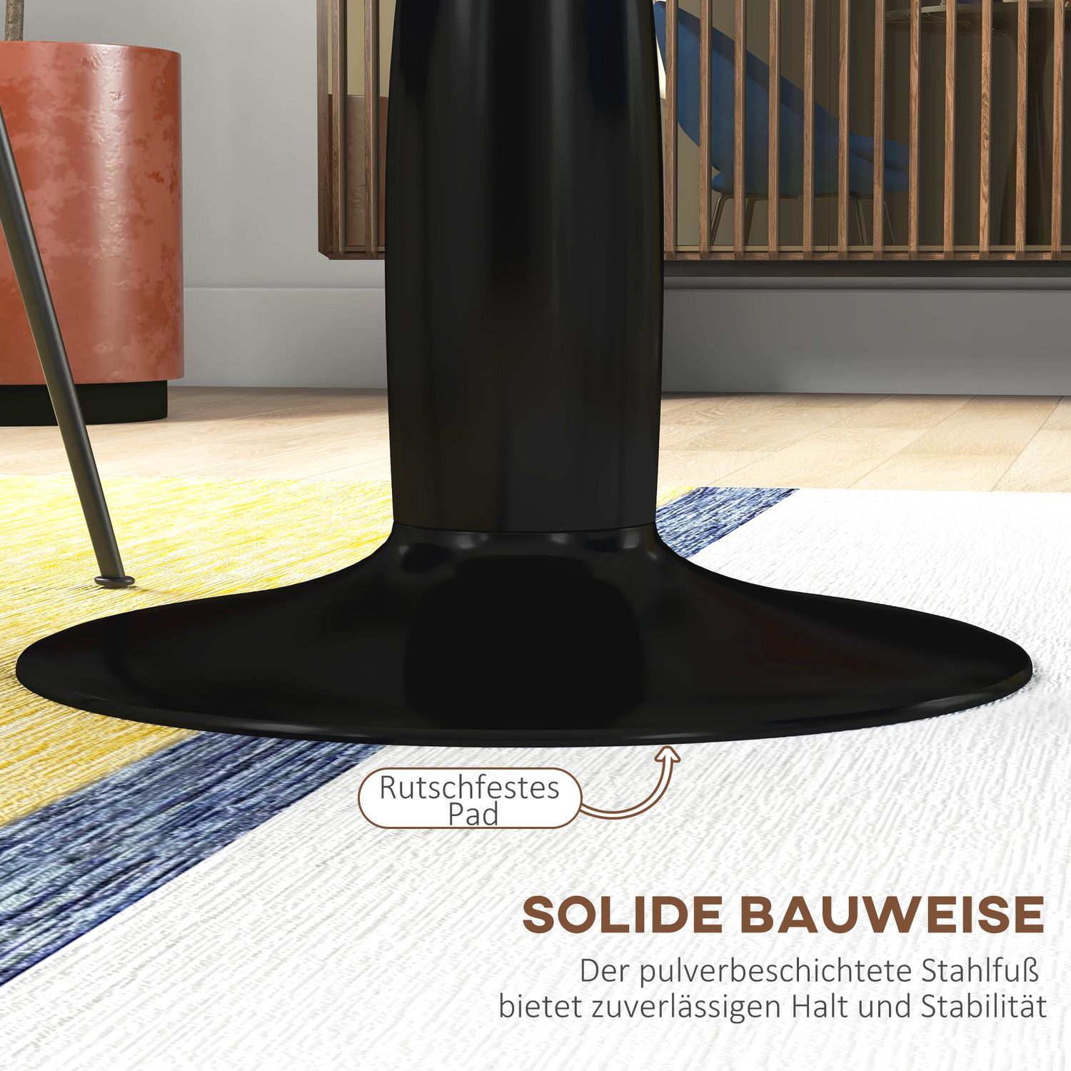 Runt matbord, modern stil – svart, stålram