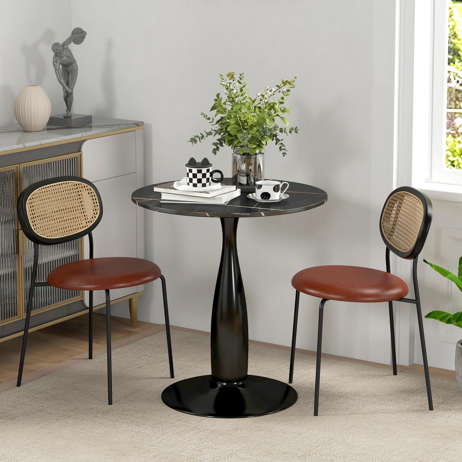 Runt matbord, modern stil – svart, stålram