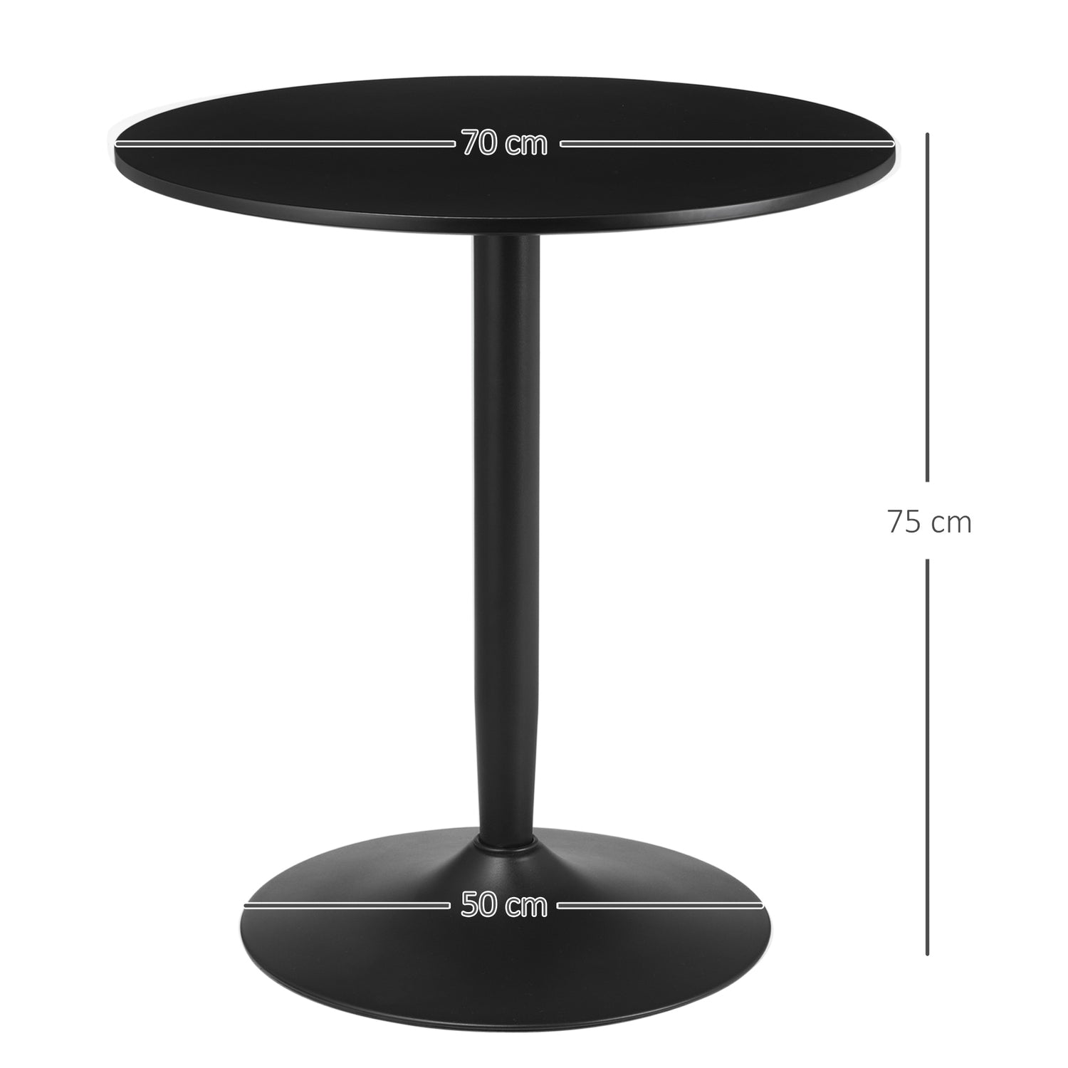Runt matbord, stålben, halkfria, små utrymmen