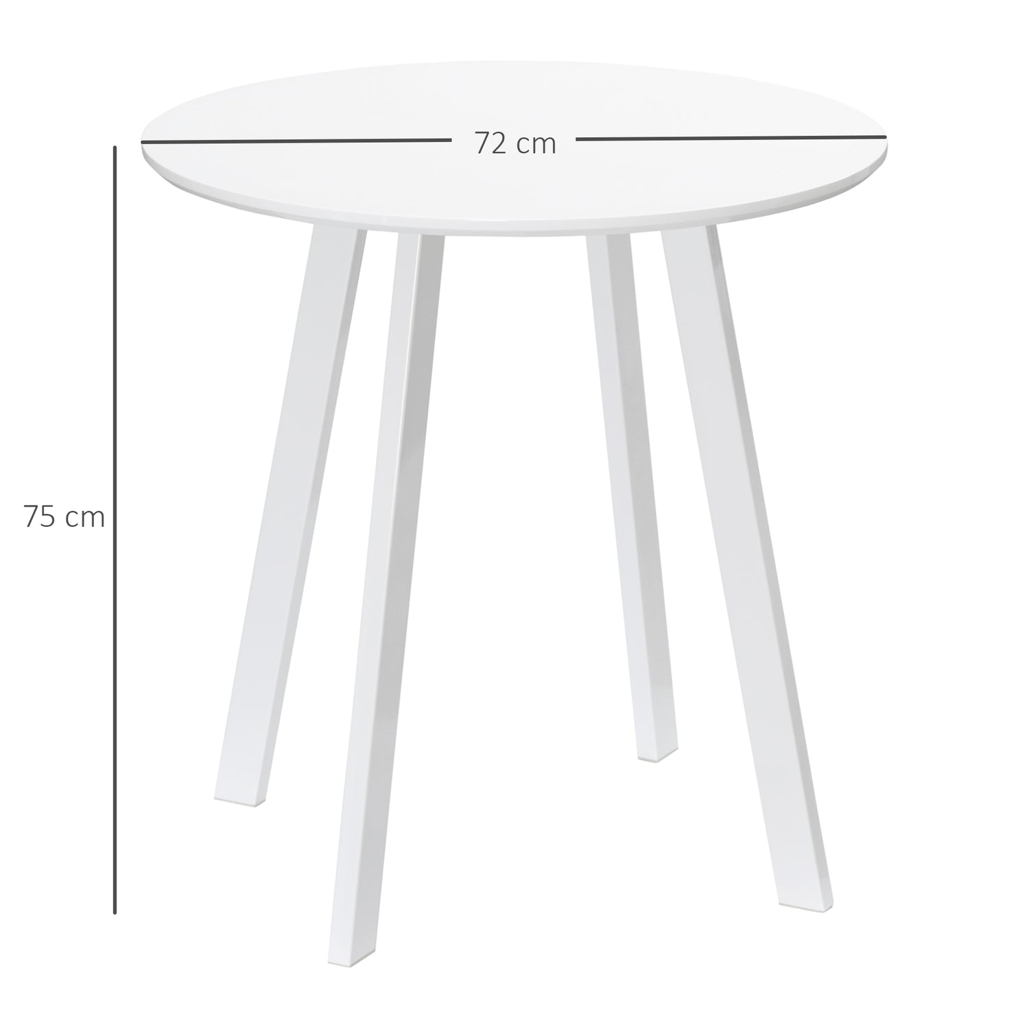 Runt matbord, vitt, fasade ben, 72 cm