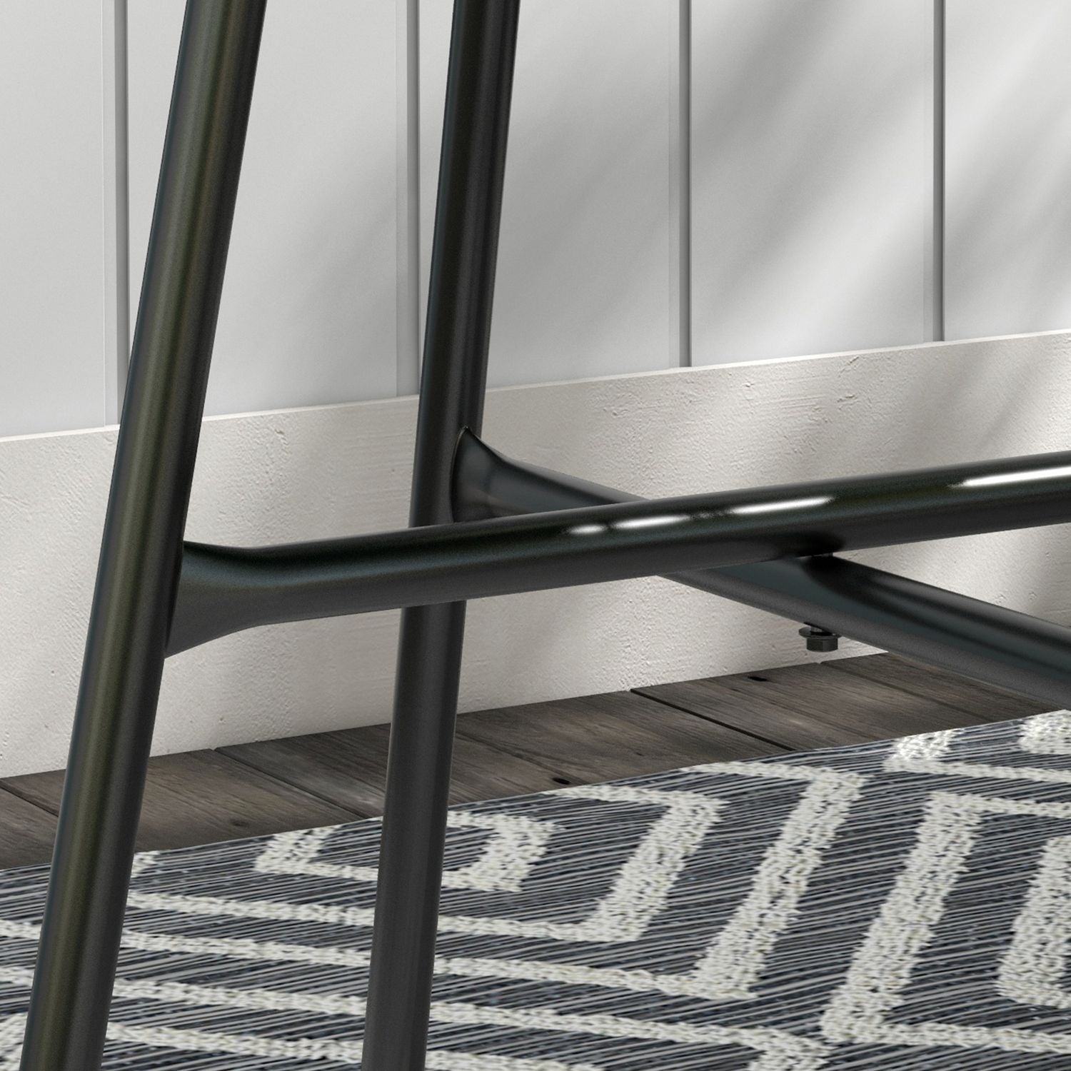 Runt soffbord i rotting – Glasskiva, 50x50x50cm, svart/grå