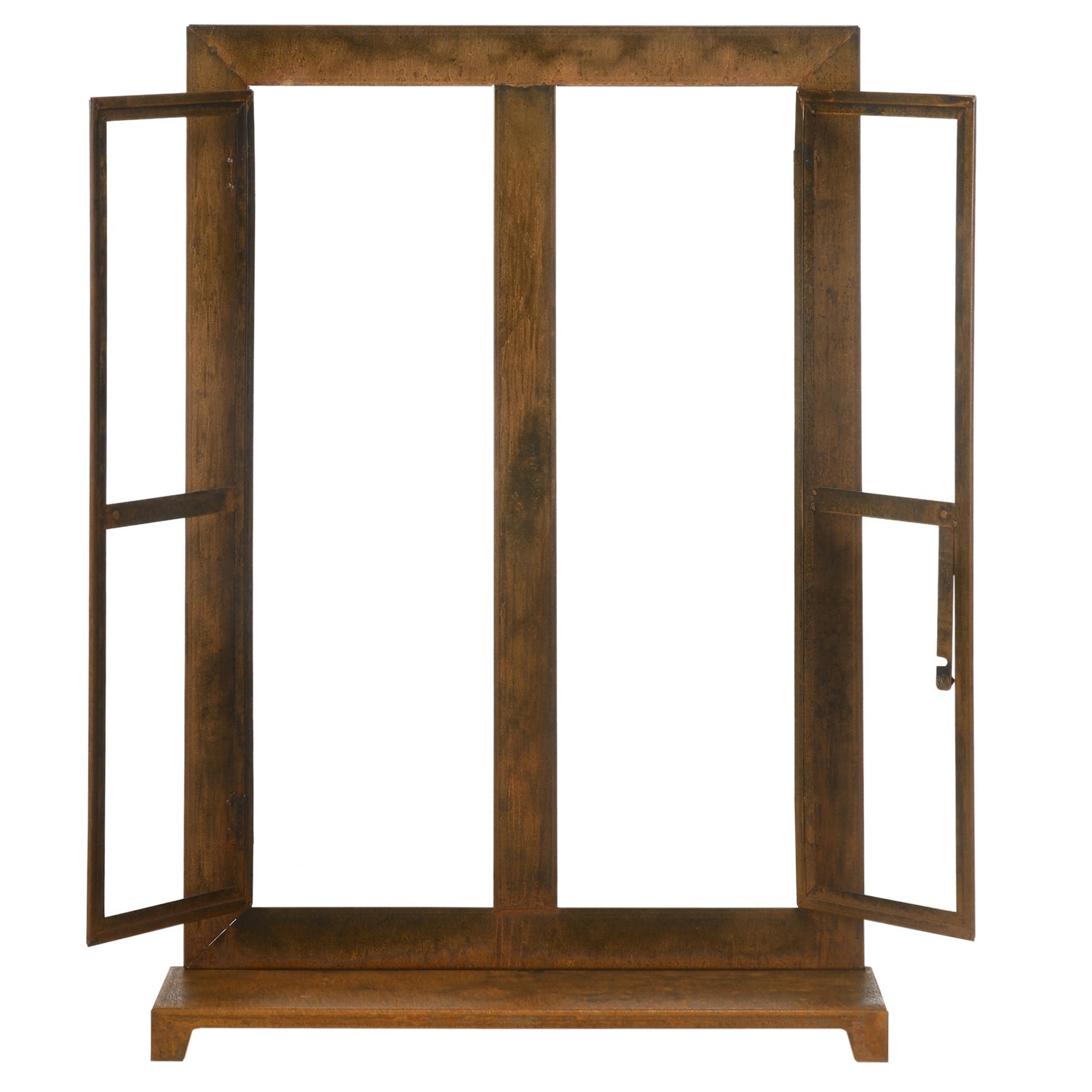 Rustikt brunt järnfönster, patinafinish, 55x80 cm