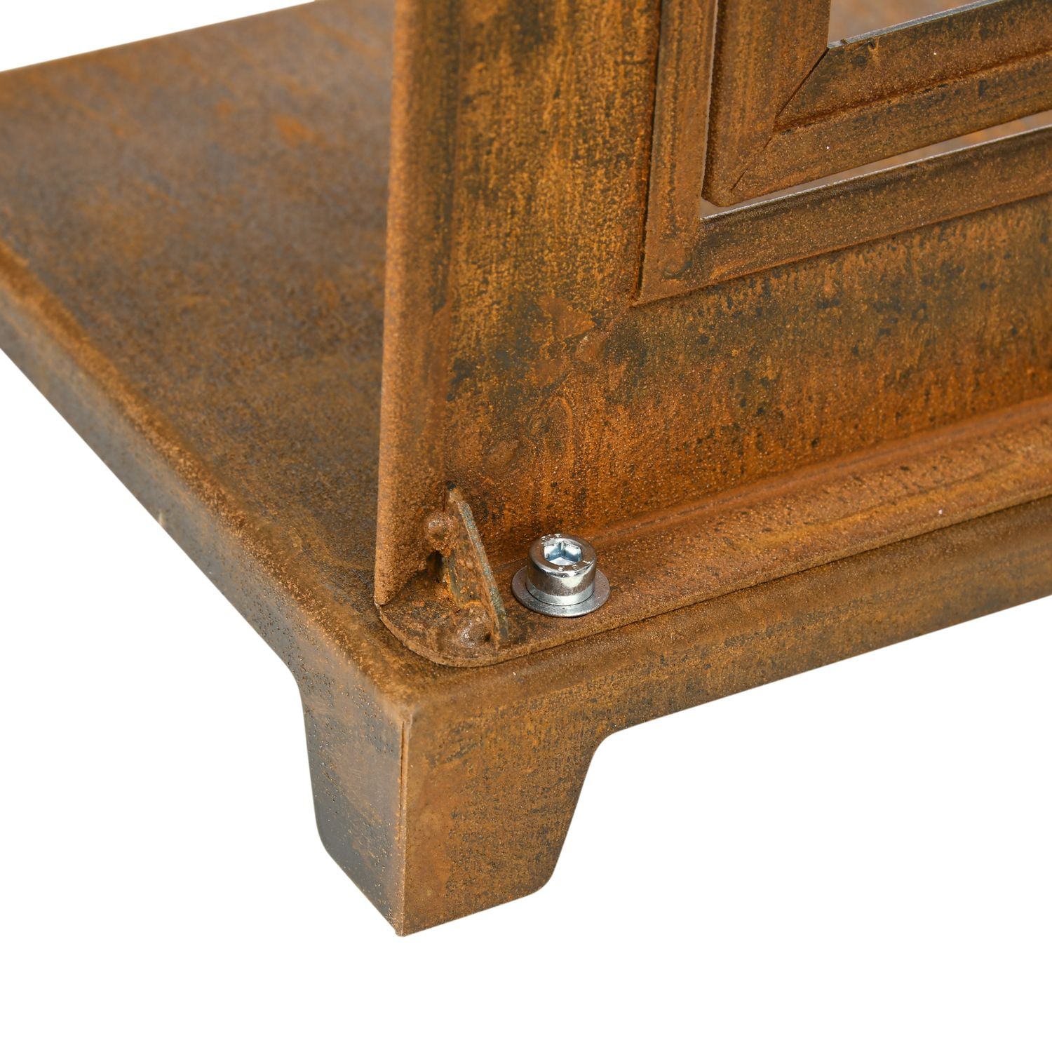 Rustikt brunt järnfönster, patinafinish, 55x80 cm