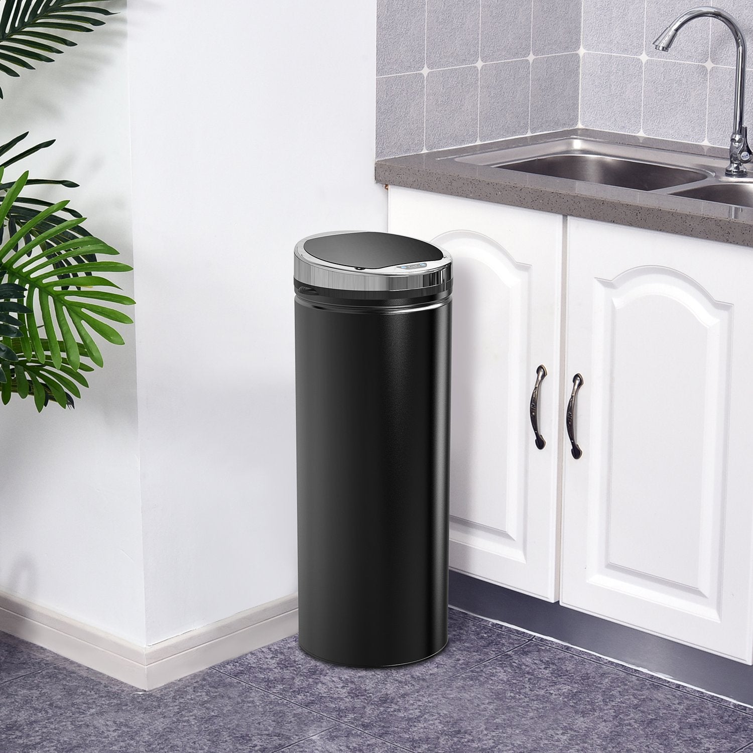 Automatisk sensor papperskorg, 50L, svart rostfritt stål