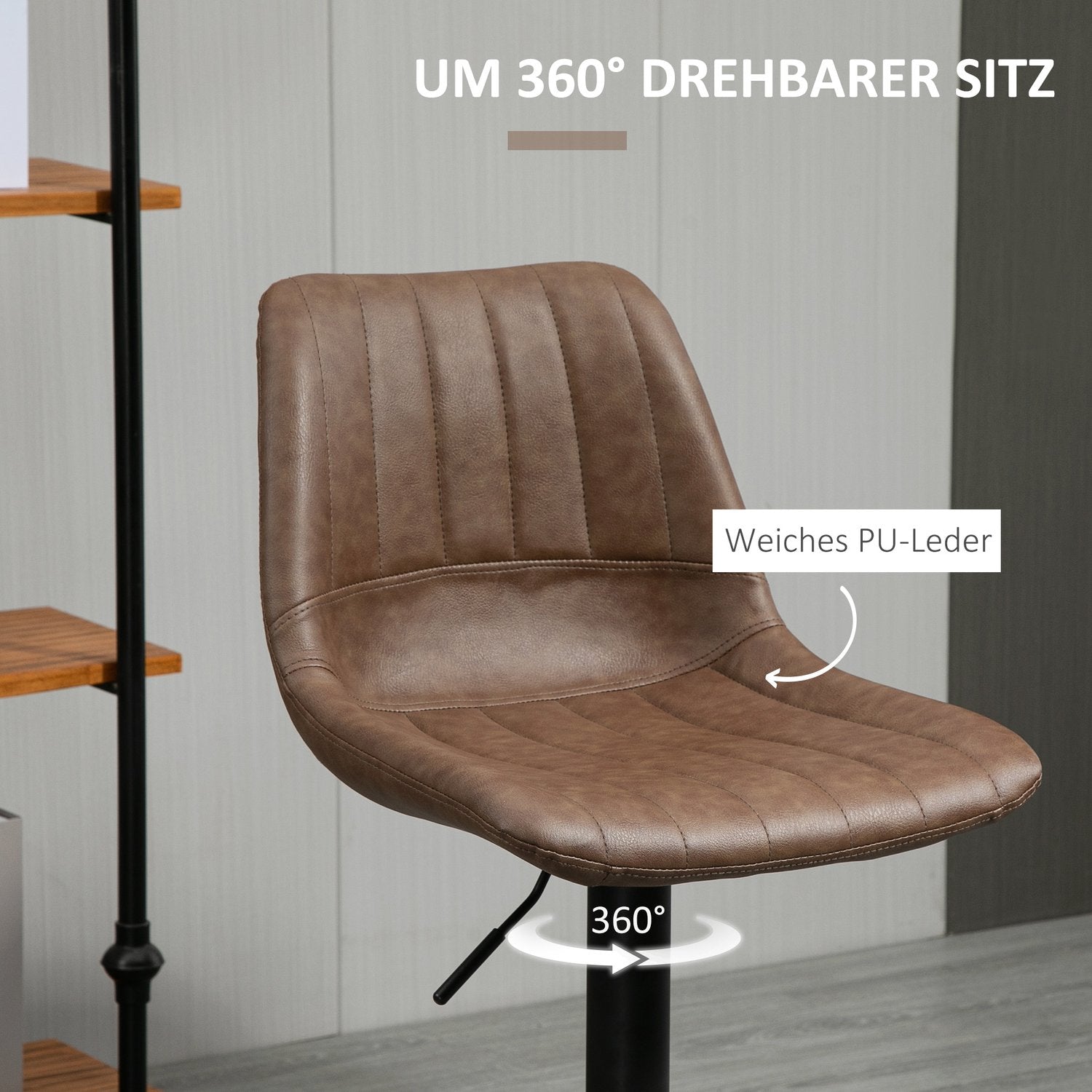 Höjdjusterbara barstolar i konstläder, set med 2 st