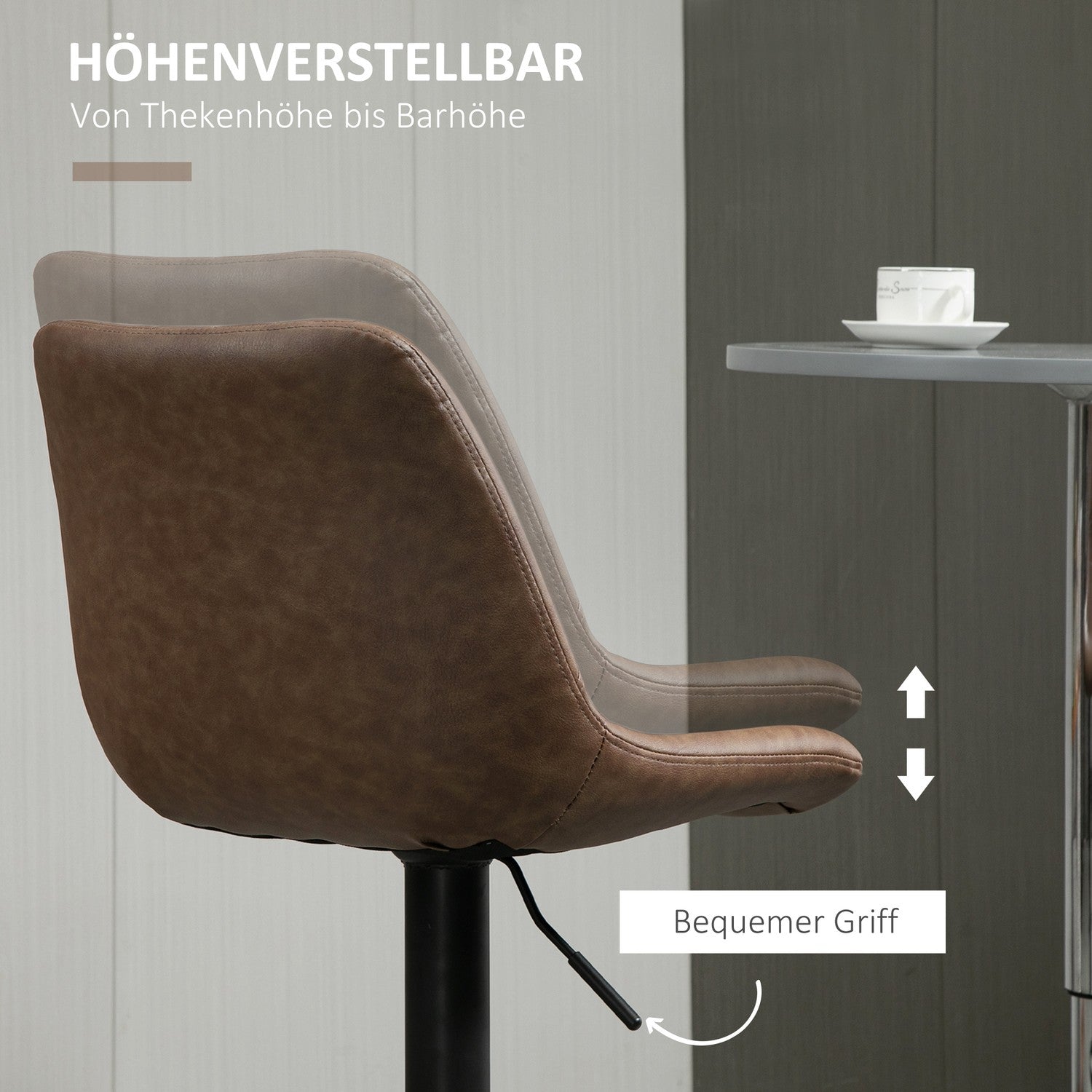 Höjdjusterbara barstolar i konstläder, set med 2 st