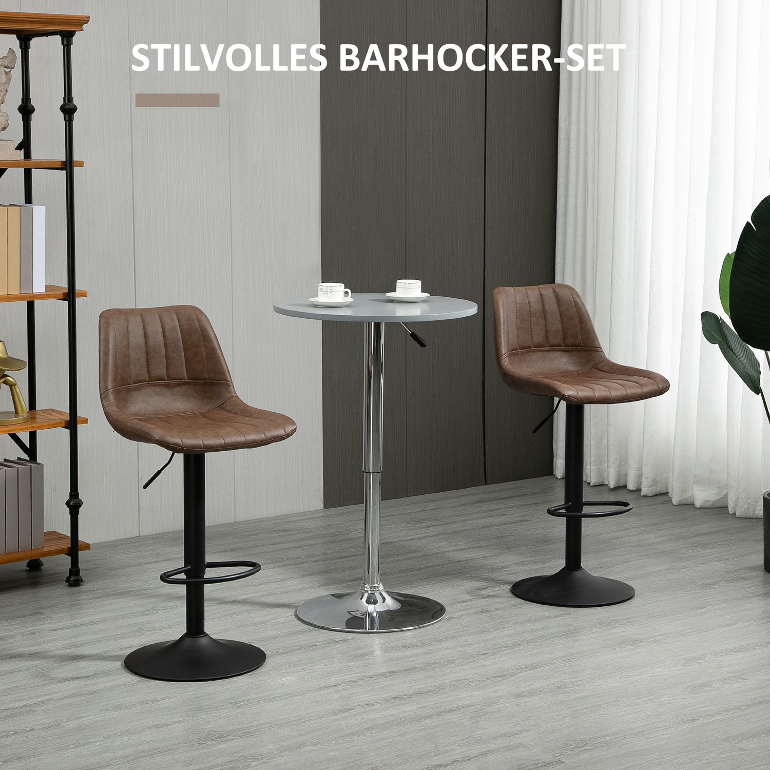 Höjdjusterbara barstolar i konstläder, set med 2 st