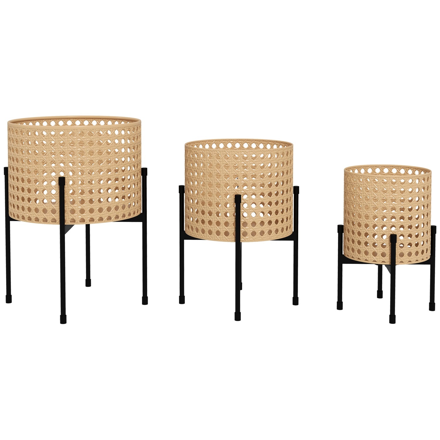 Guld Rotting-Look Plant Stand Set, inomhus/utomhus, 3-delat