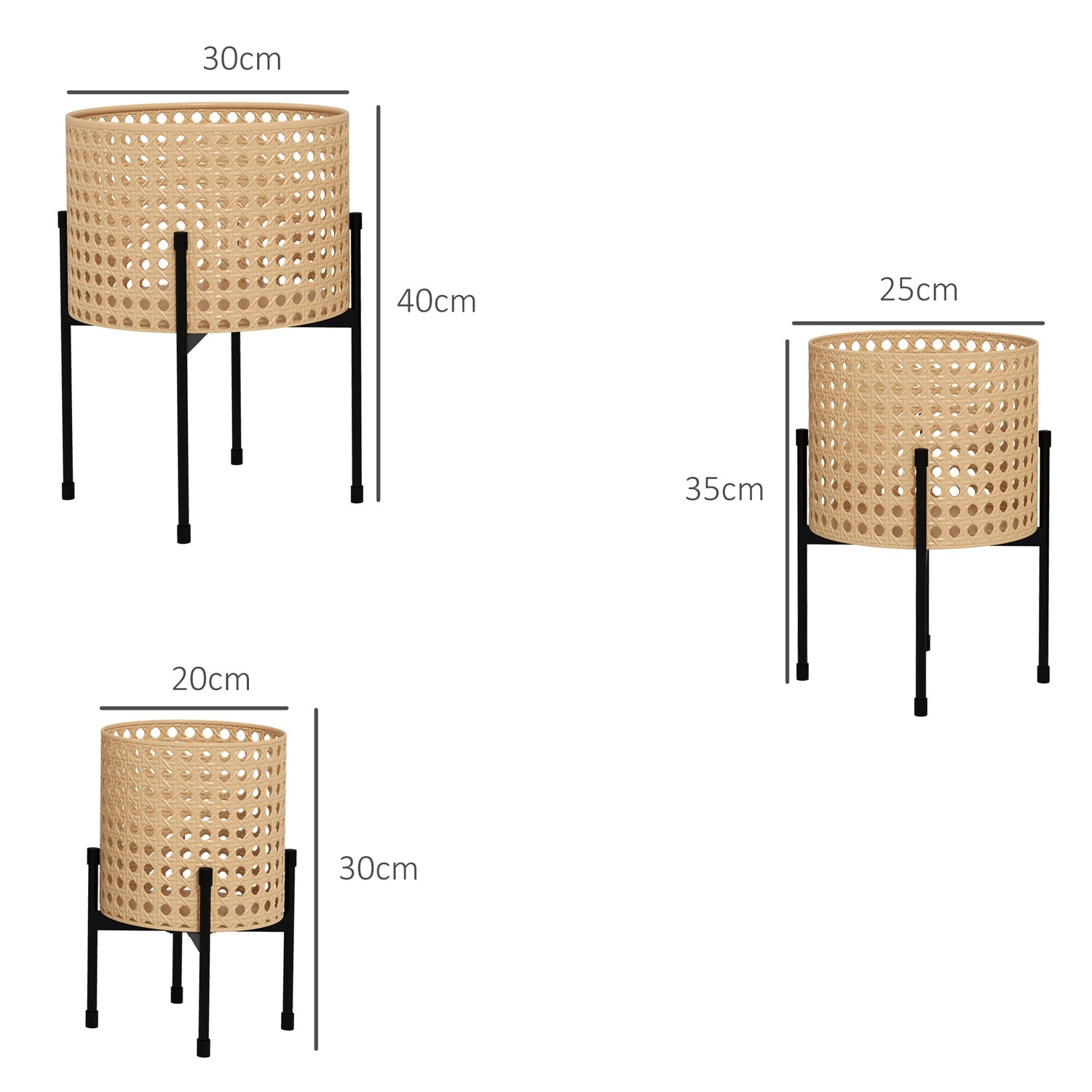 Guld Rotting-Look Plant Stand Set, inomhus/utomhus, 3-delat