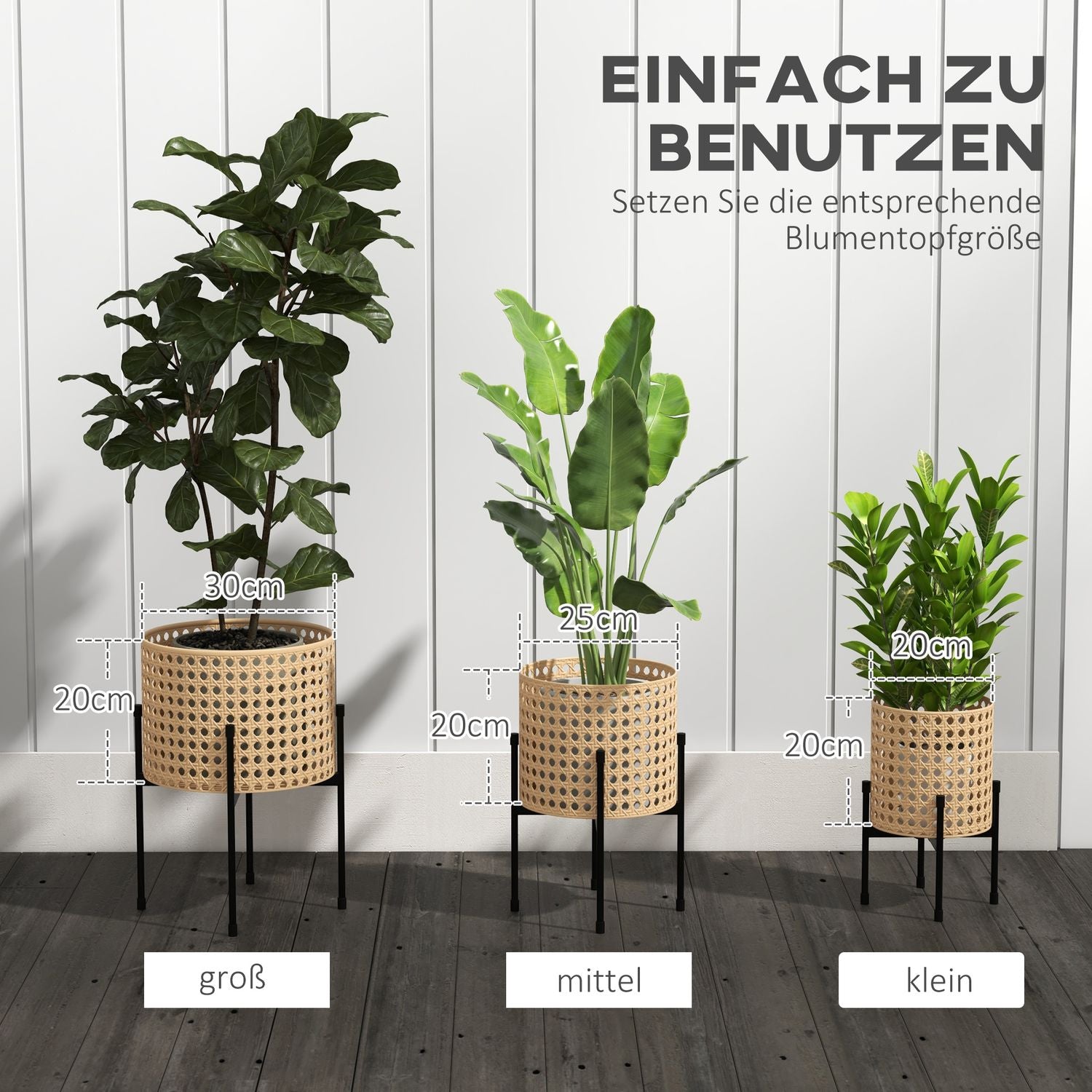 Guld Rotting-Look Plant Stand Set, inomhus/utomhus, 3-delat
