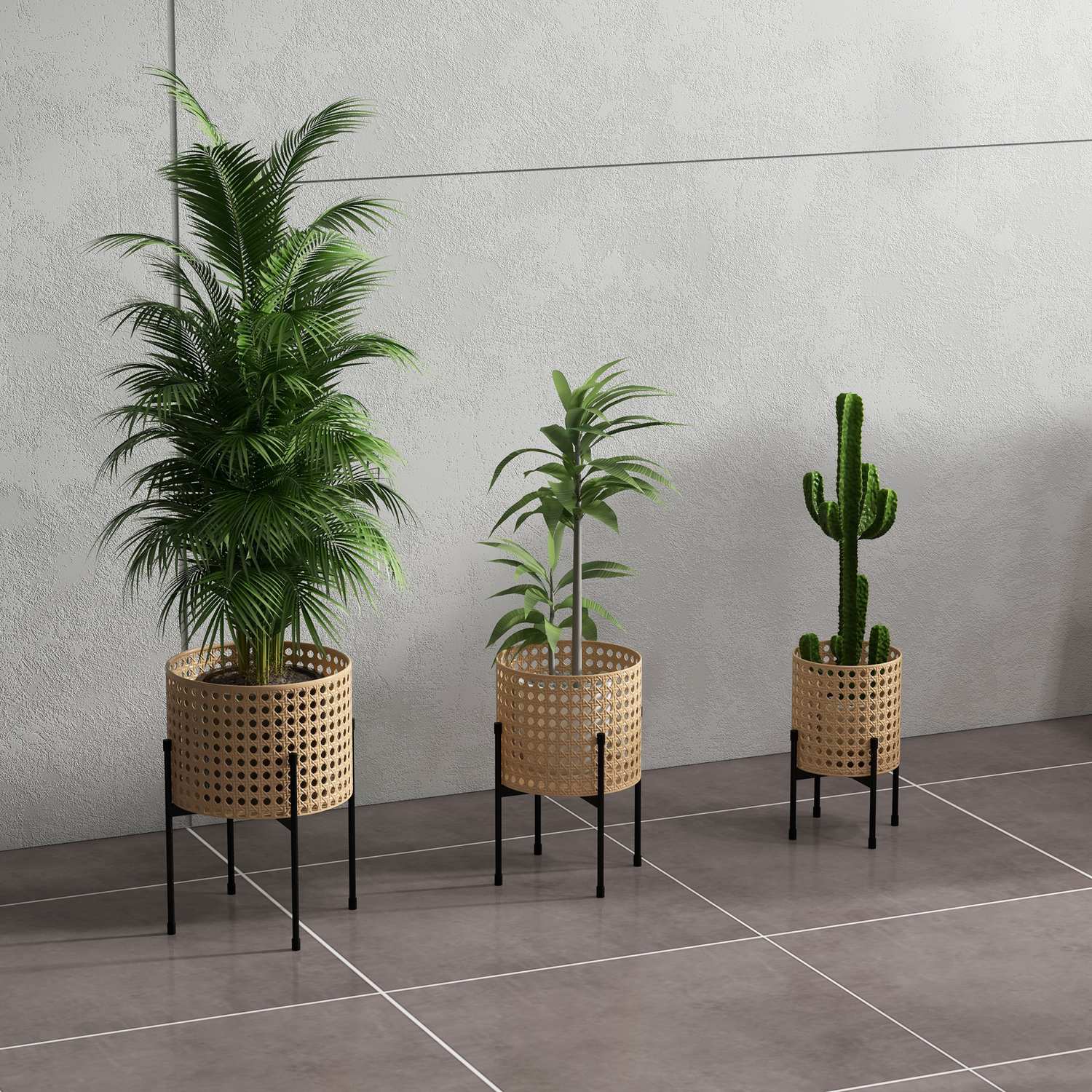 Guld Rotting-Look Plant Stand Set, inomhus/utomhus, 3-delat