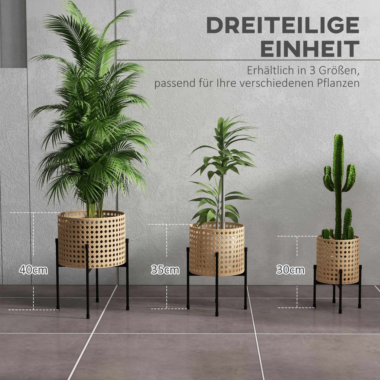 Guld Rotting-Look Plant Stand Set, inomhus/utomhus, 3-delat