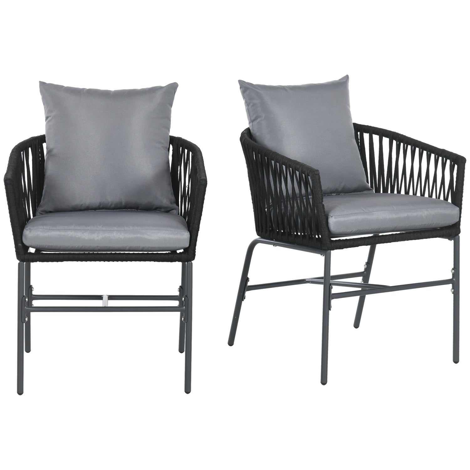 Set med 2 Boho trädgårdsstolar med kuddar, metallram