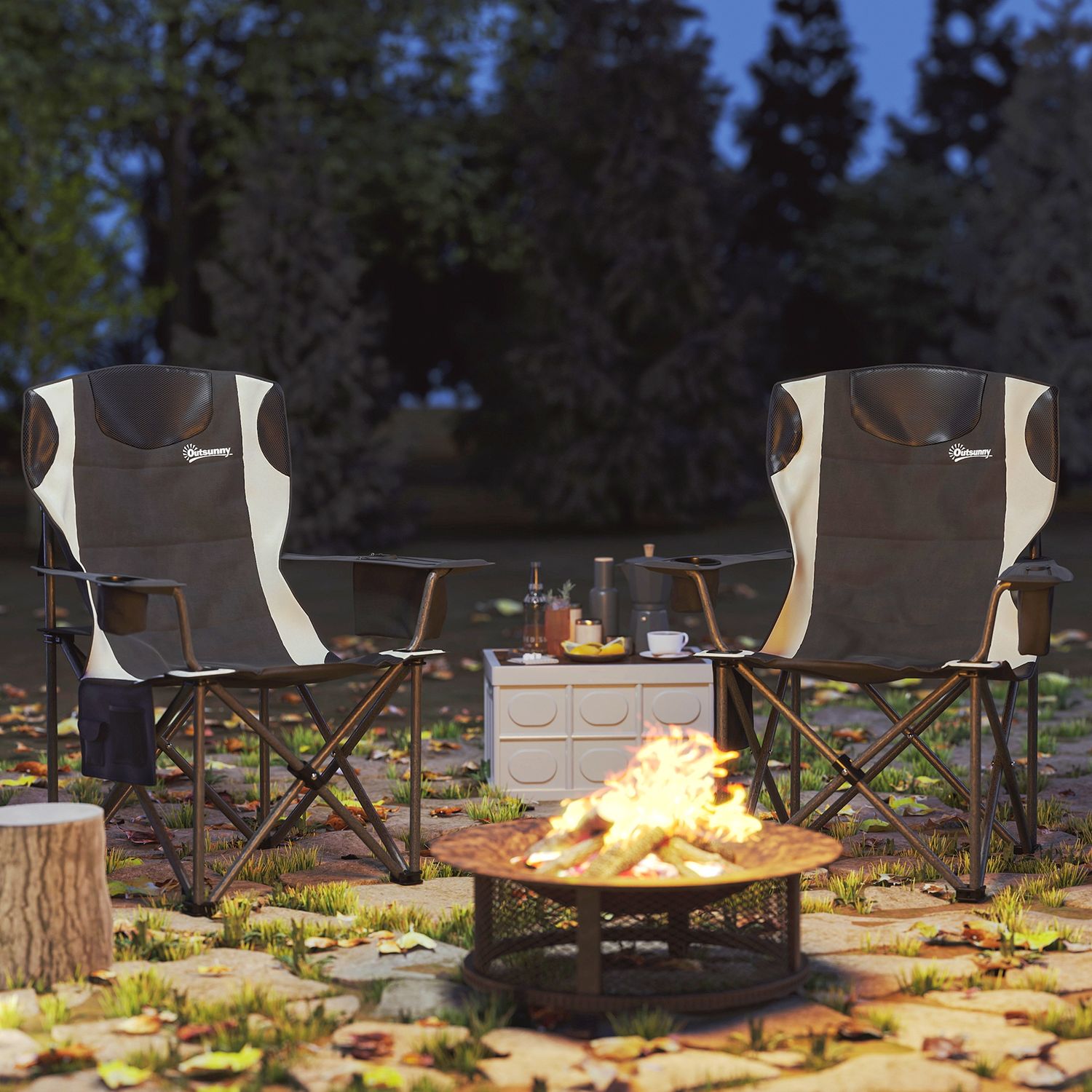 Fällbara campingstolar Set med armstöd & kylväska