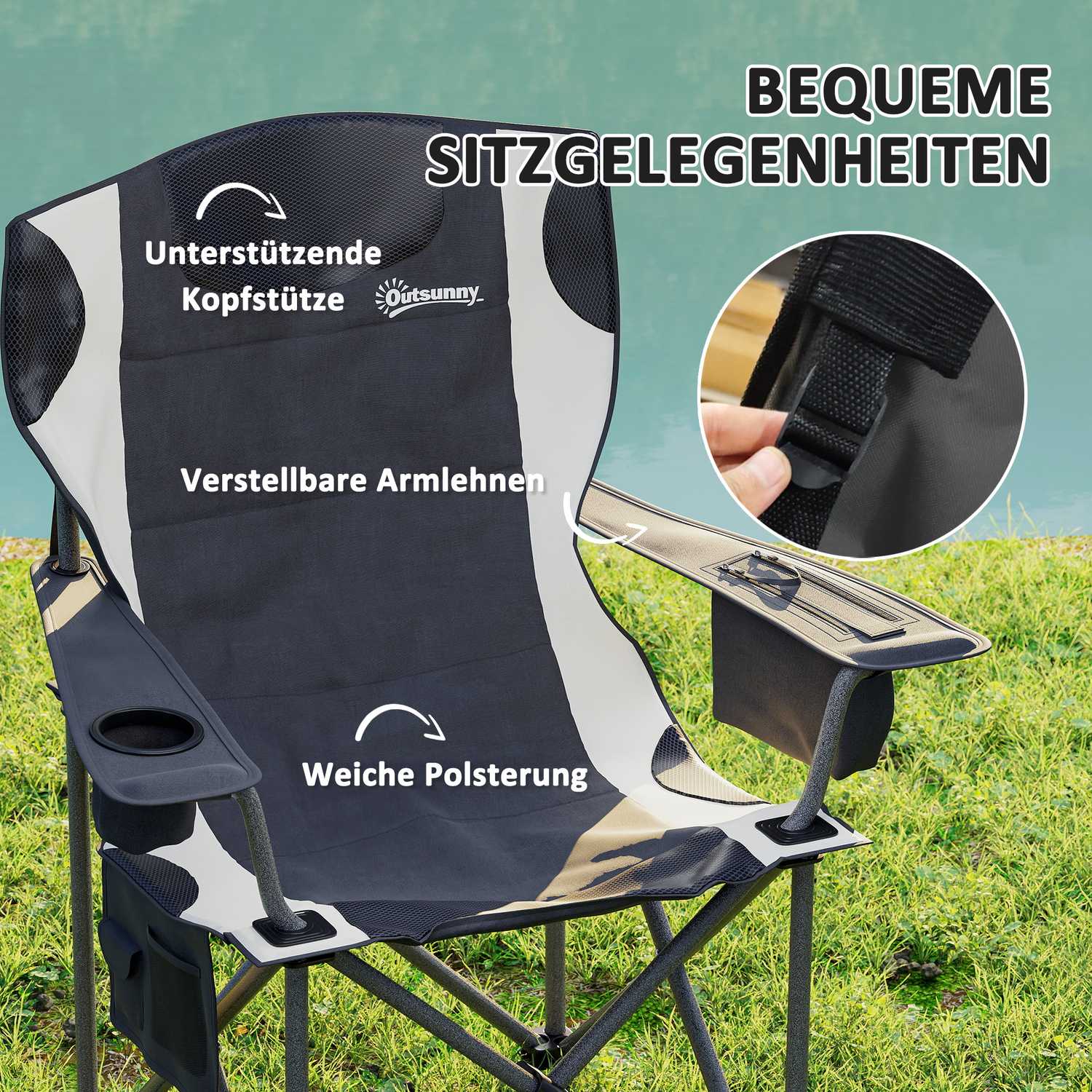 Fällbara campingstolar Set med armstöd & kylväska