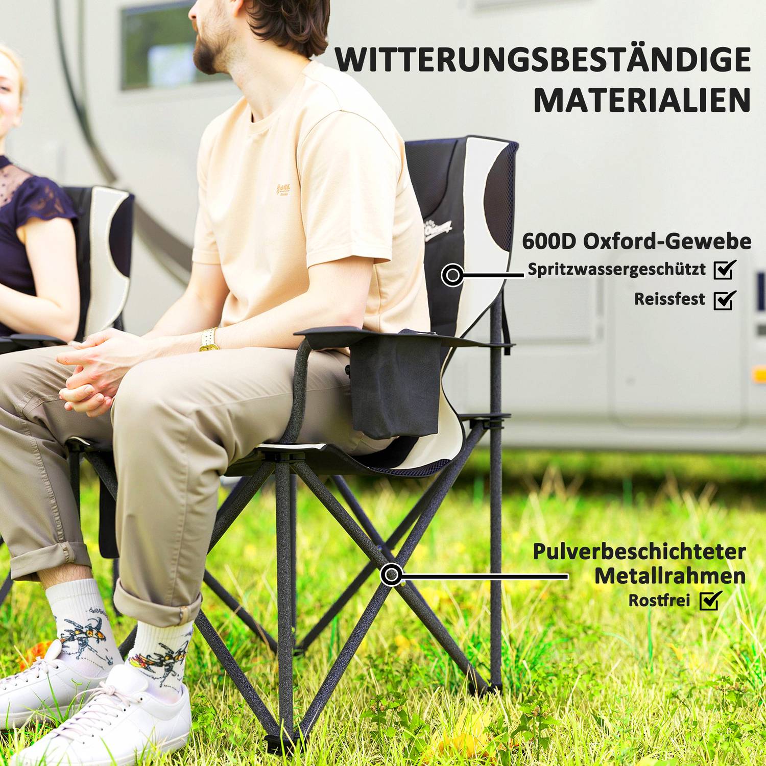 Fällbara campingstolar Set med armstöd & kylväska