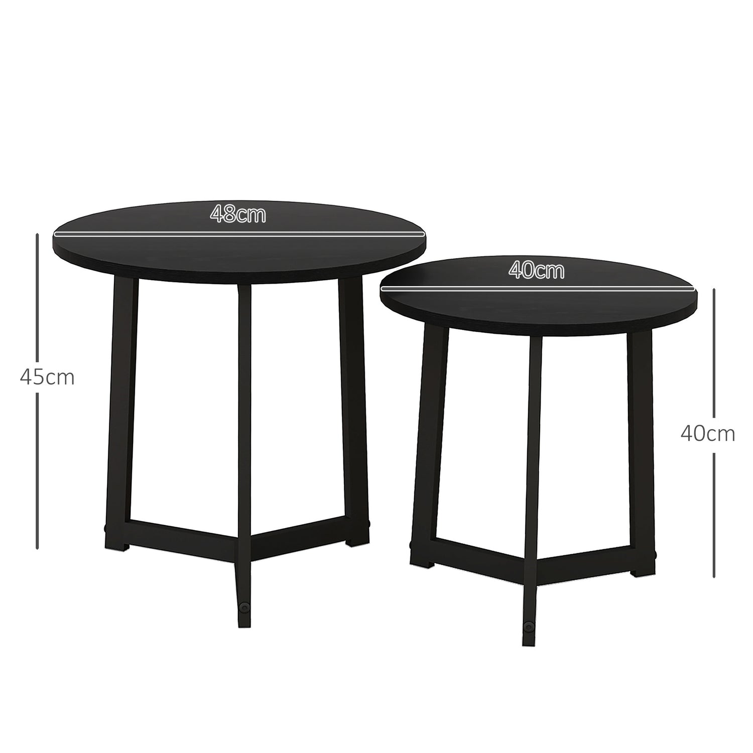 Runda soffbord med stålram – modern svart design