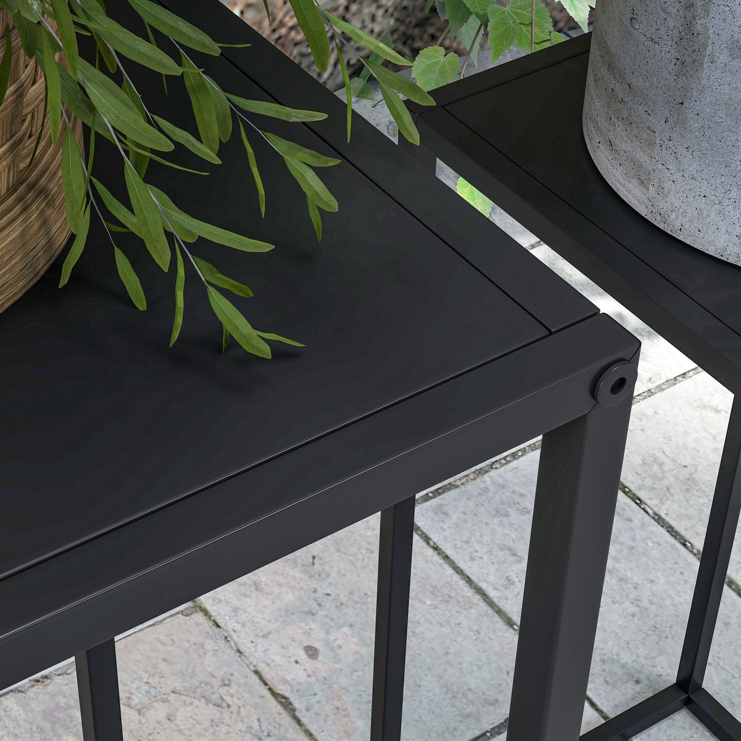 Black Steel Plant Pallar, set om 2 – inomhus/utomhusbruk