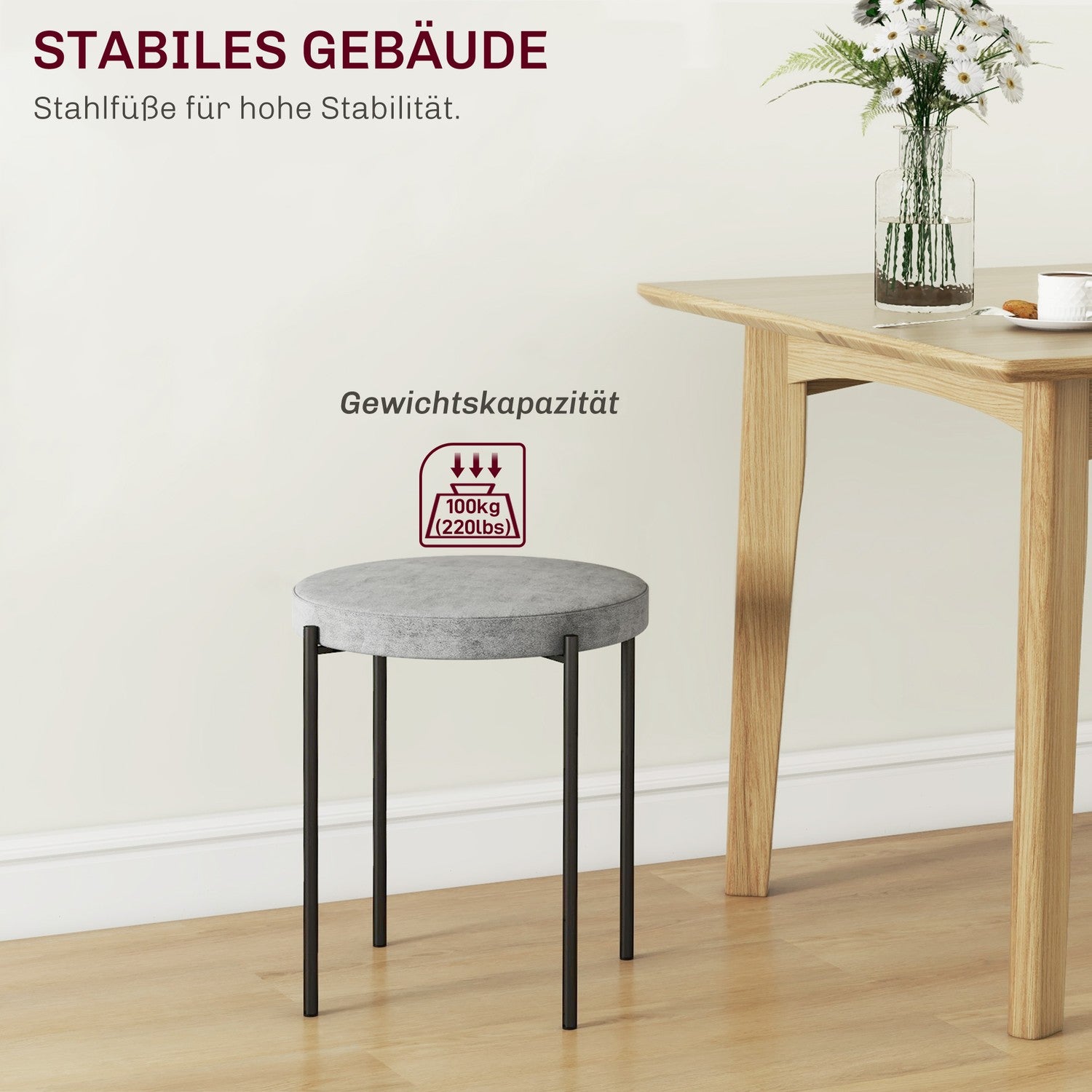 4 stapelbara matstolar i sammetslook med vadderad sits