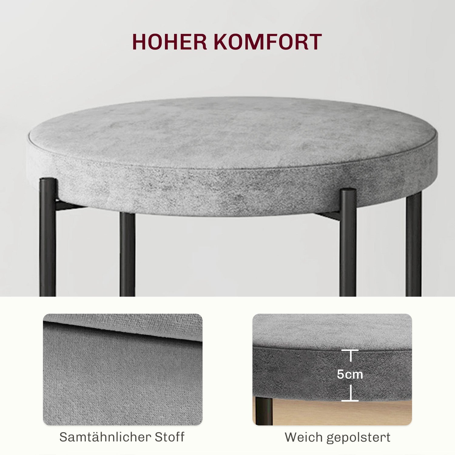 4 stapelbara matstolar i sammetslook med vadderad sits