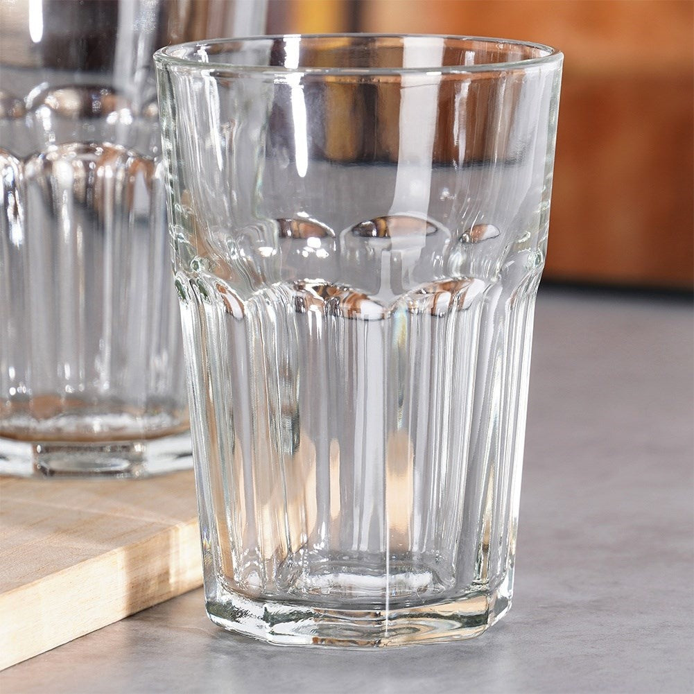Set med sex glas, 360 ml - tjockt klart glas, för alla drycker