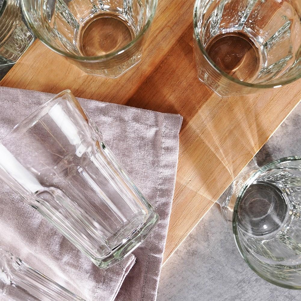 Set med sex glas, 360 ml - tjockt klart glas, för alla drycker