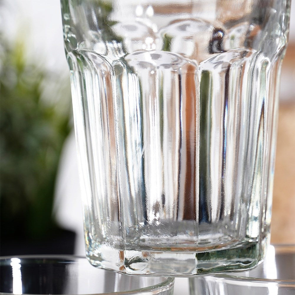 Set med sex glas, 360 ml - tjockt klart glas, för alla drycker