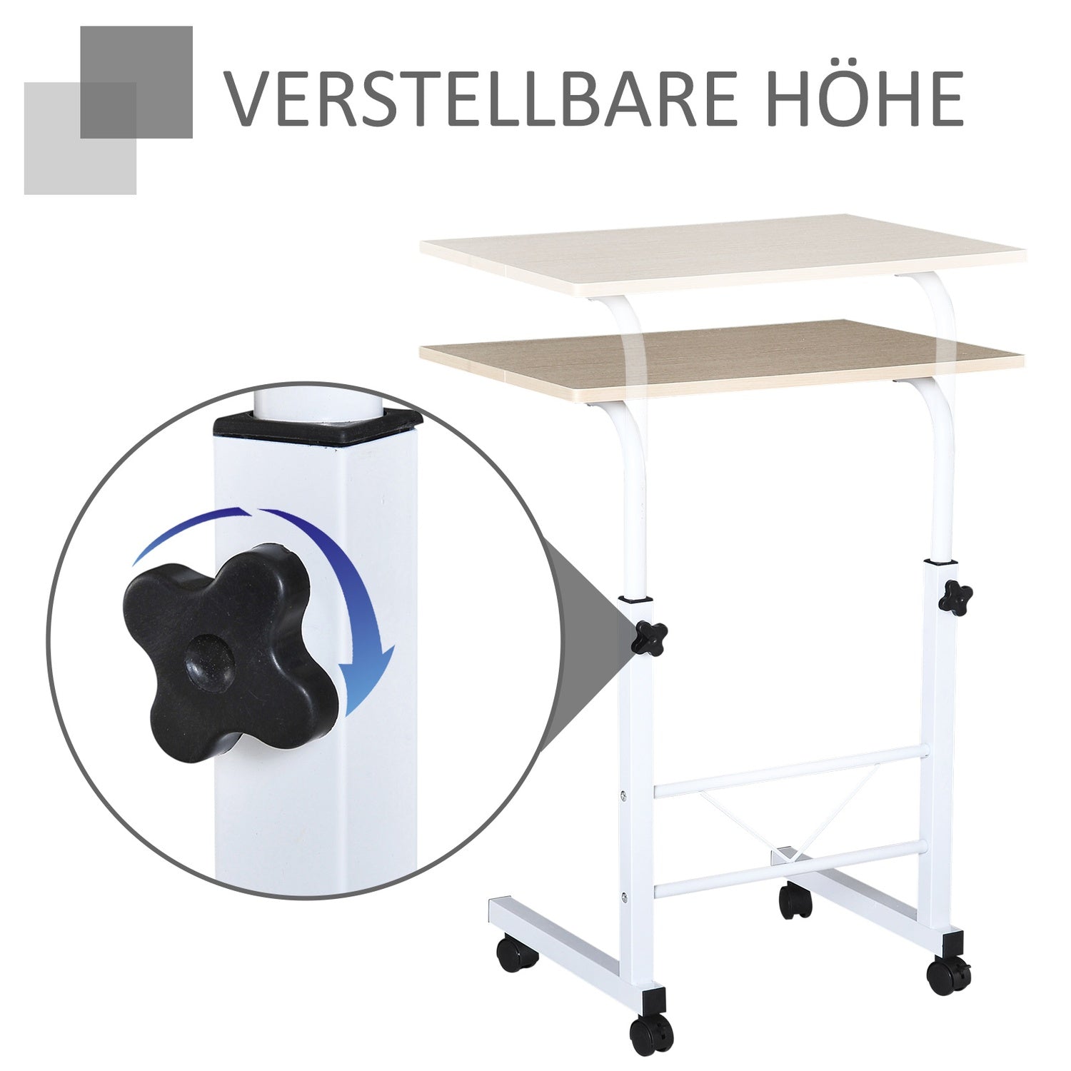 Justerbart sidobord med hjul – Flerfärgad spånskiva