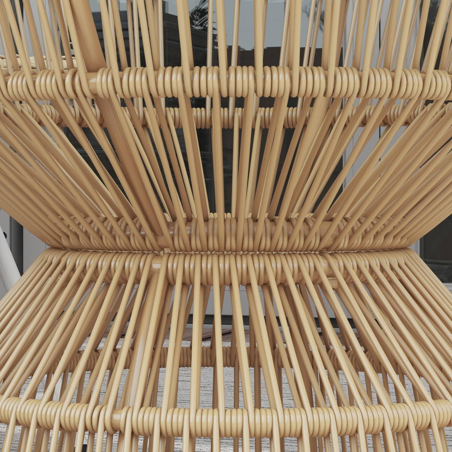 Sidobord i rotting med härdat glas, Ø60 Cm