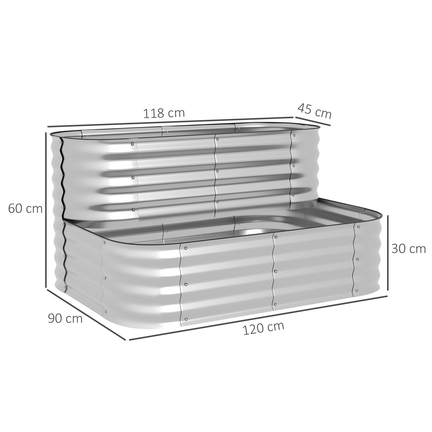 Silverväxthylla för trädgård eller balkong, 118x45x30cm