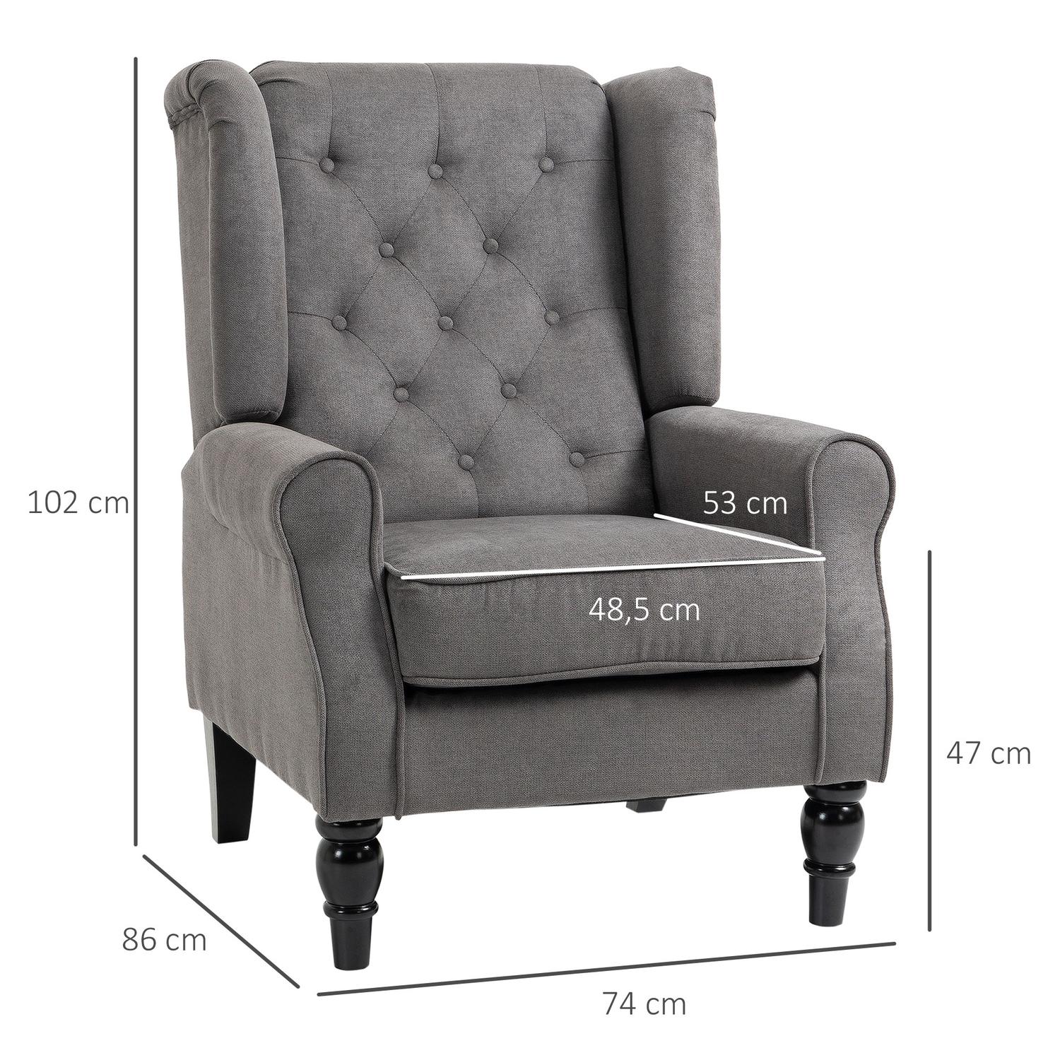 Wingback Relax-stol, mörkgrå polyester, träben