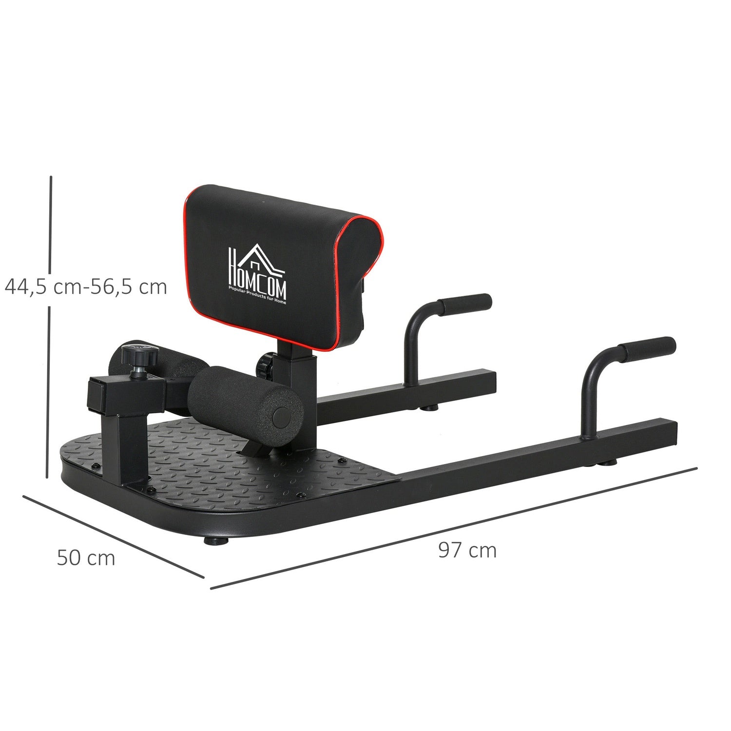 Justerbar 3-i-1 Sissy Squat & Leg Trainer, stål, svart