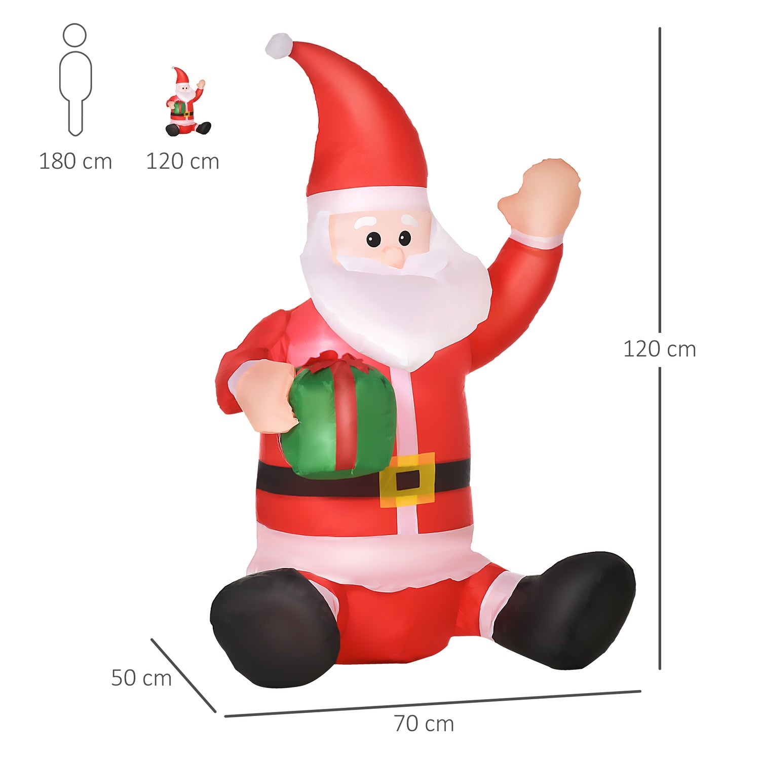 Uppblåsbar jultomte juldekoration med LED-ljus