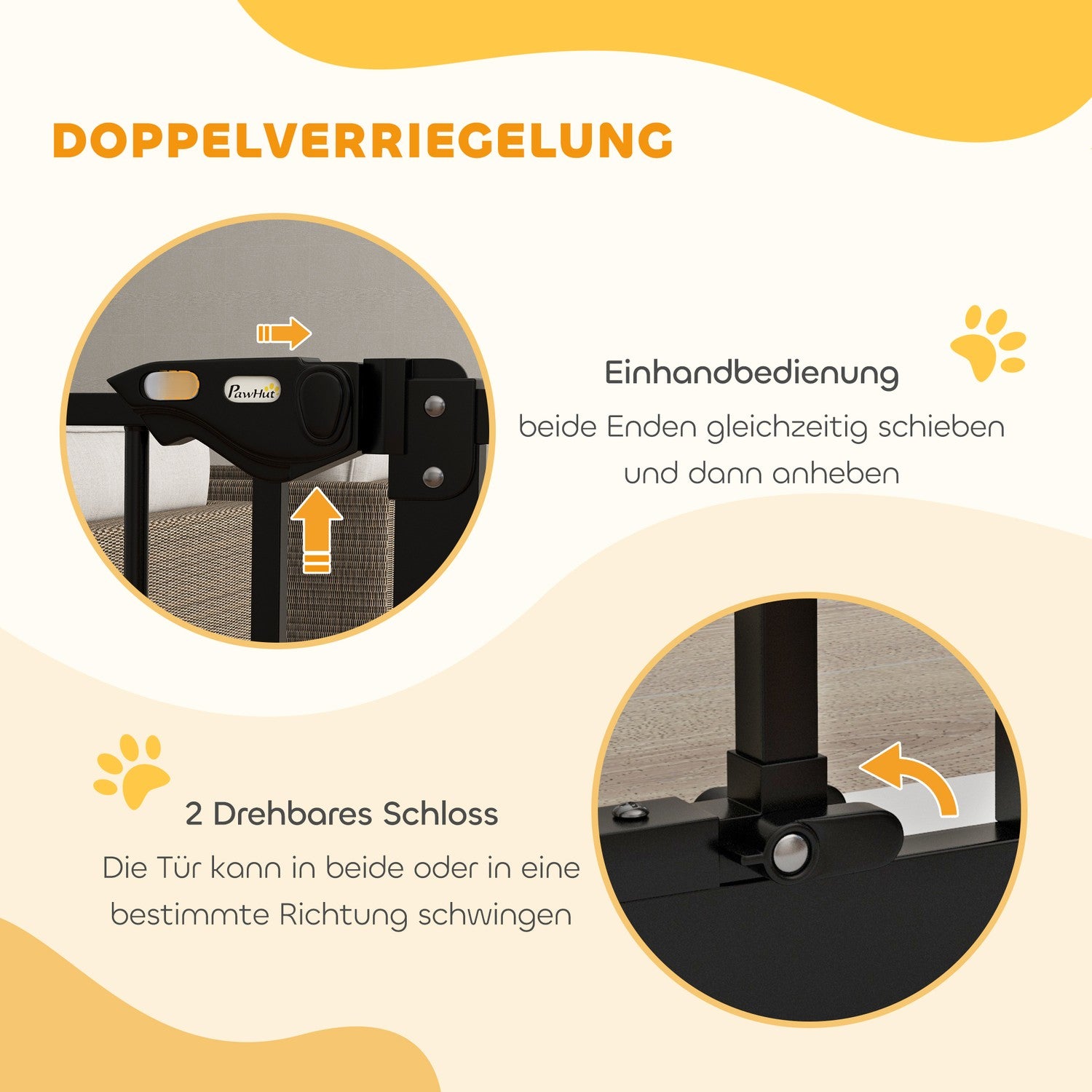 Dog Safety Gate – Justerbar, No-Drill, Svart, 74-87 cm