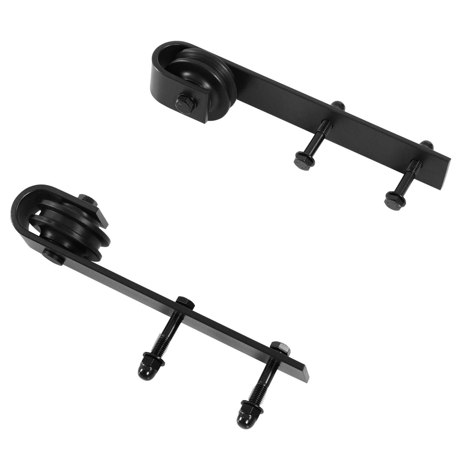 Skjutdörrsbeslagssats, 200 cm, Kolstål, Svart