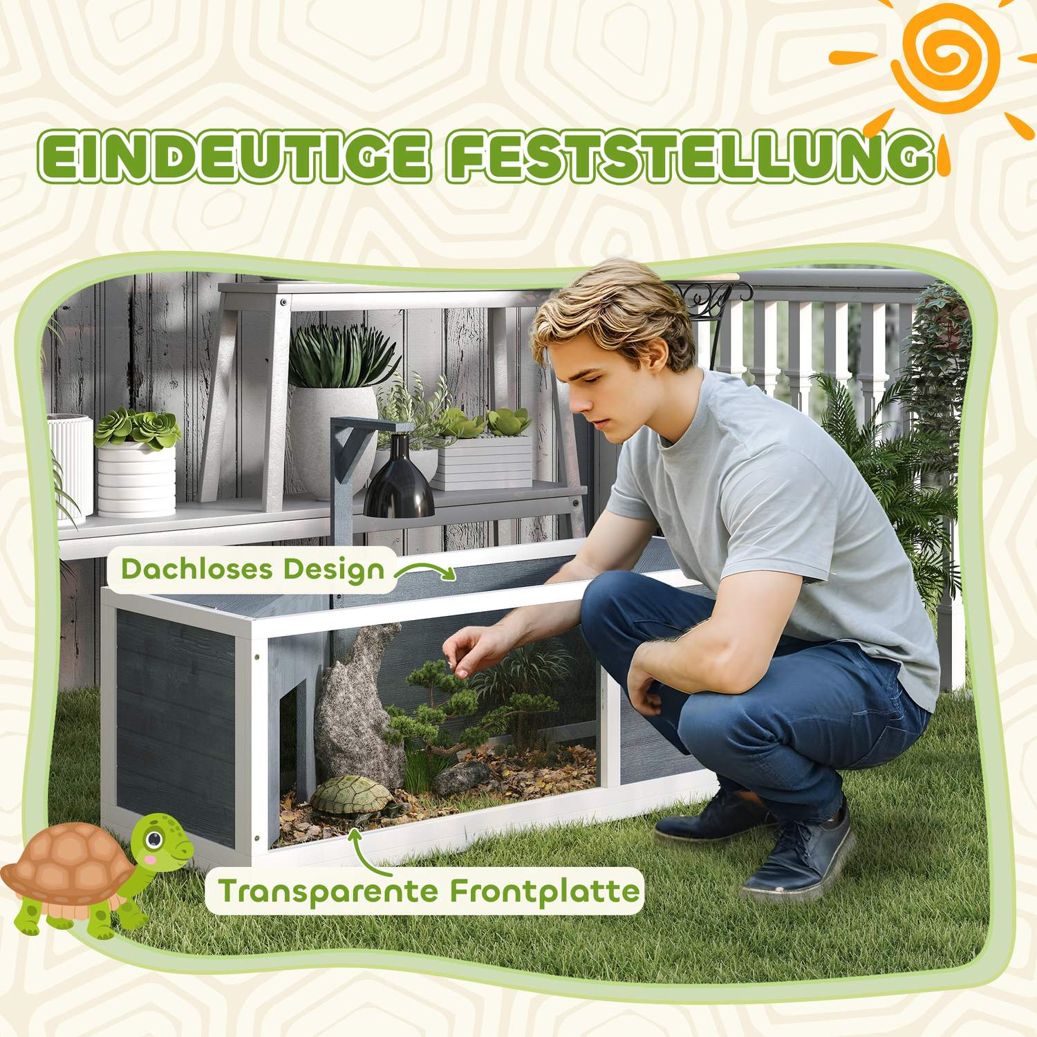 Sköldpaddsskåp i trä med gångjärnslock – 120x50x40 cm