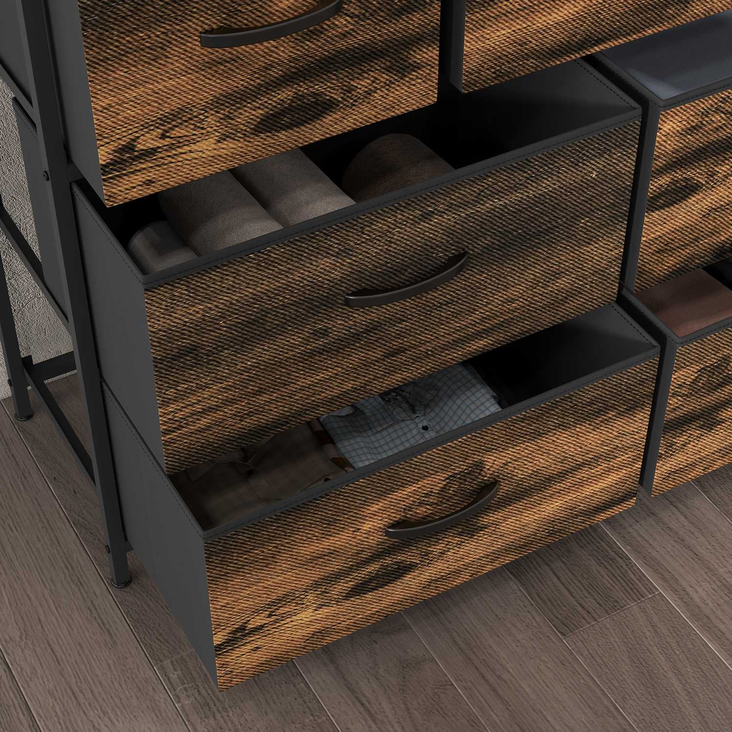 Skänk i industriell stil, 7 tyglådor – Rustikbrun