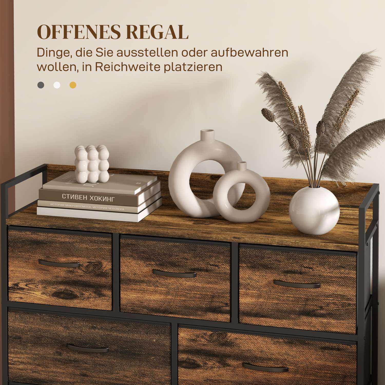 Skänk i industriell stil, 7 tyglådor – Rustikbrun