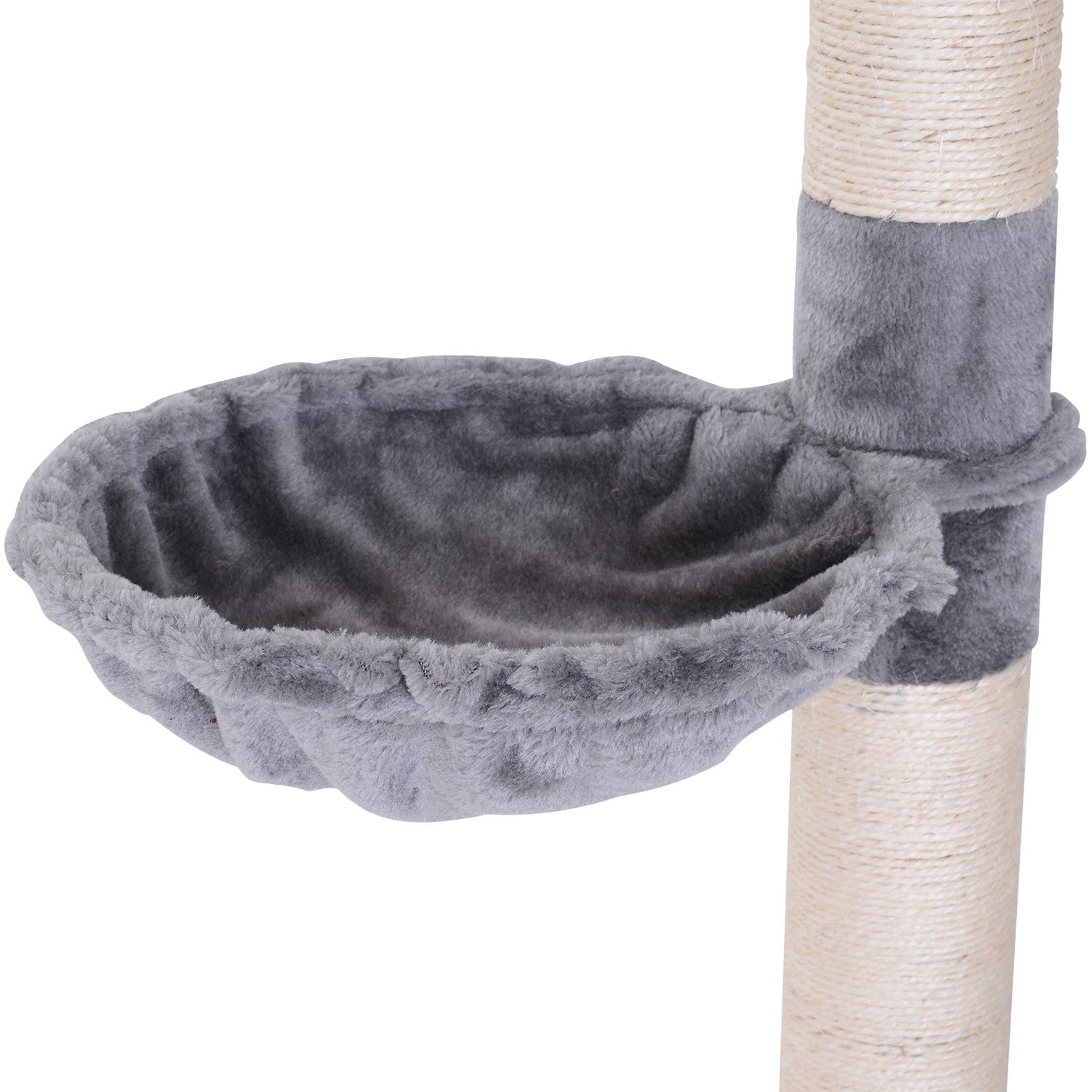 Högt i tak, grått kattträd med justerbar höjd och sisal