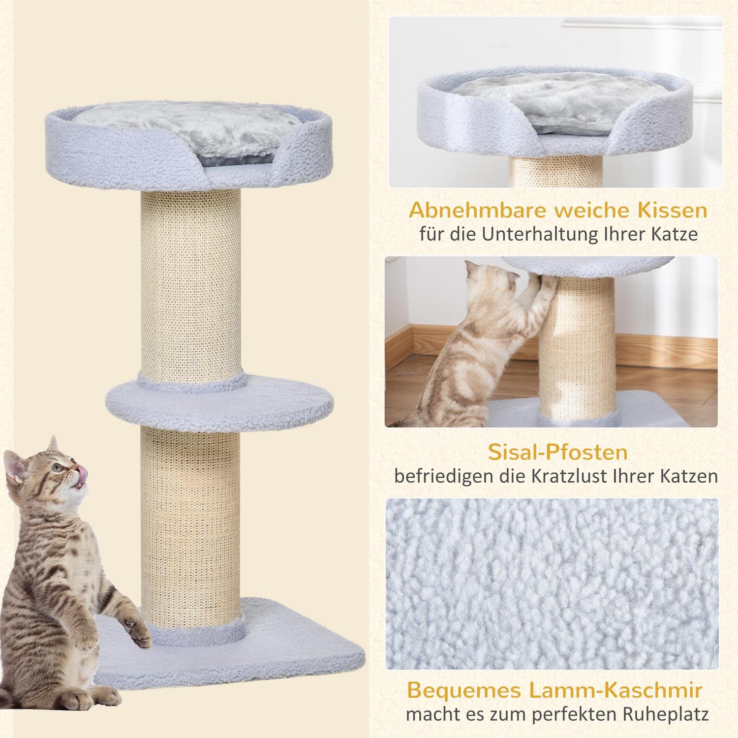 Ljusblå Sisal Cat Play Tree, 91cm, 30kg Kapacitet