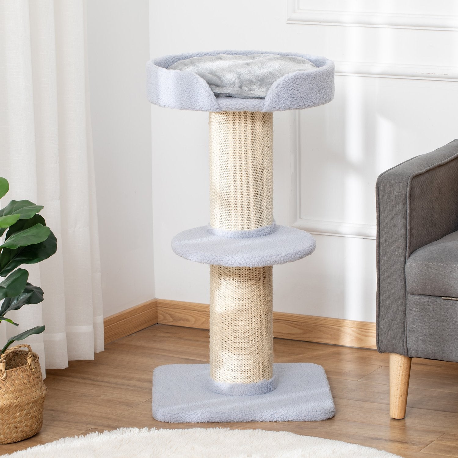 Ljusblå Sisal Cat Play Tree, 91cm, 30kg Kapacitet