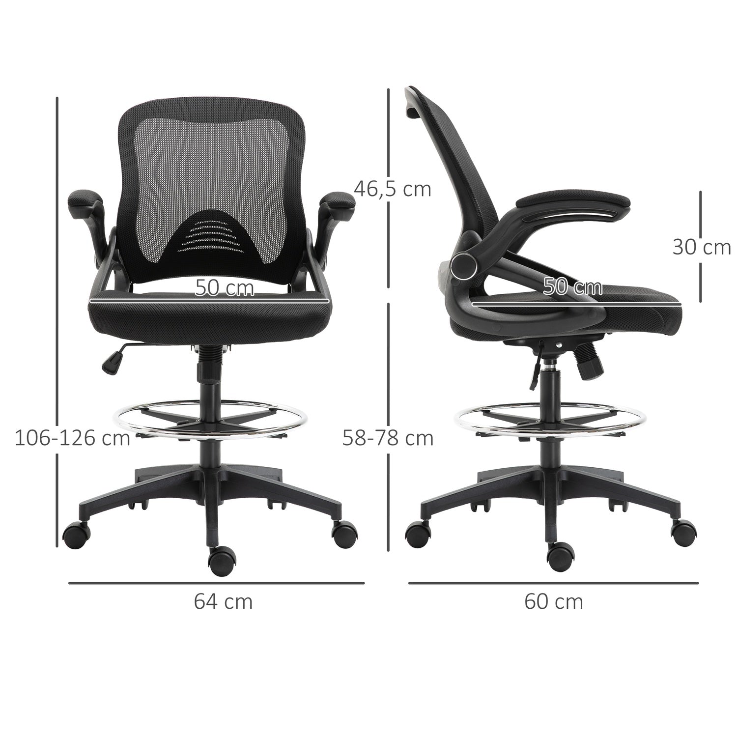 Ergonomisk kontorsstol, vridbar, mesh, 360°, 120 kg kapacitet