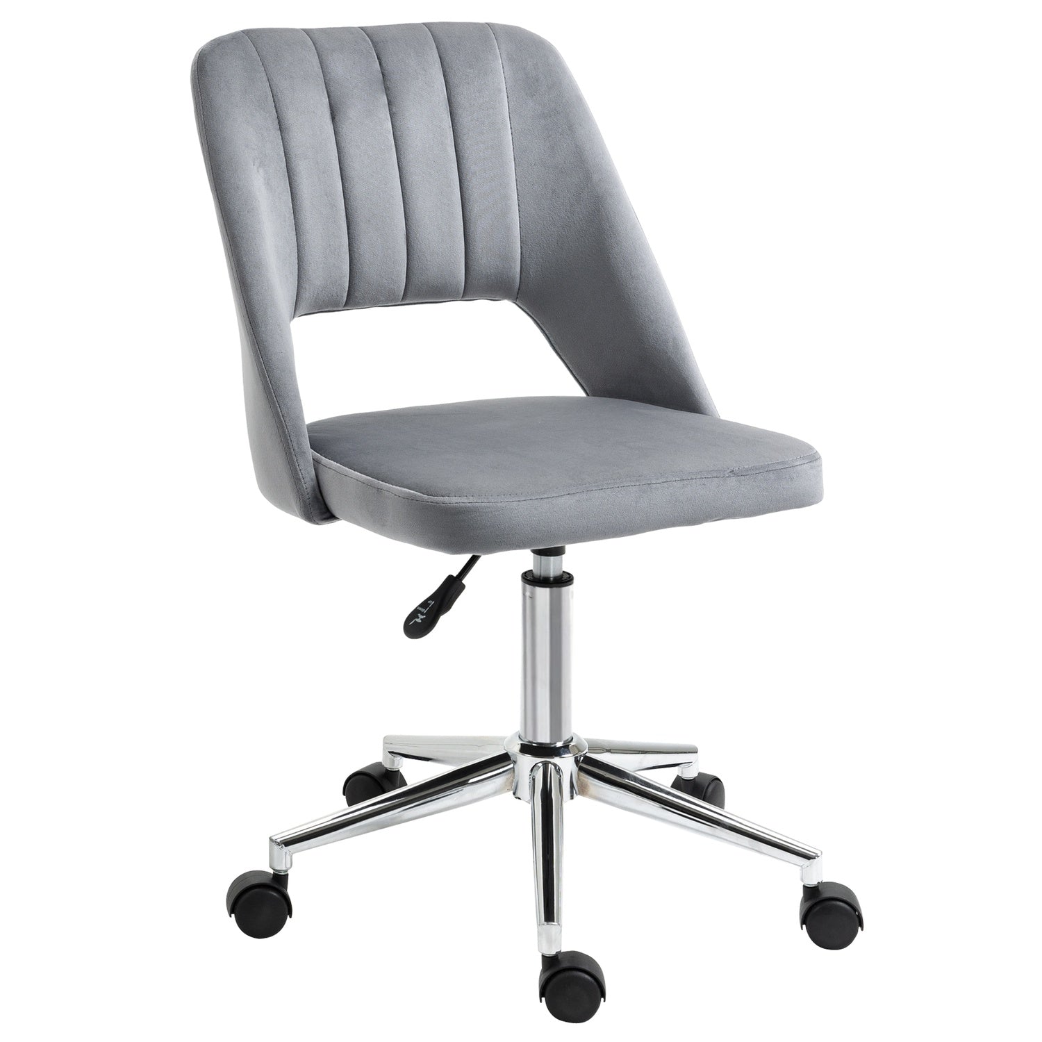 Ergonomisk roterande skrivbordsstol i sammetslook, mörkgrå