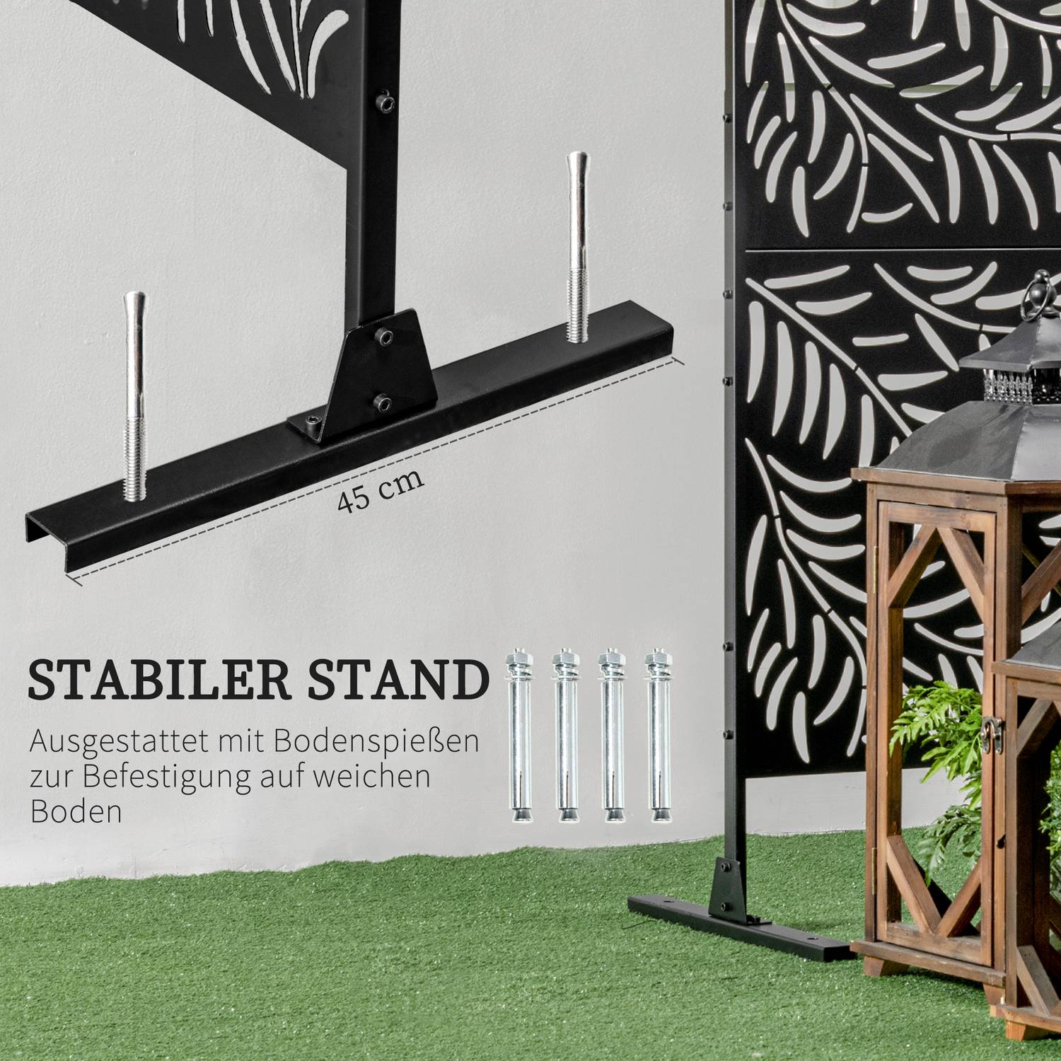 Skärmavdelare i stål – Willow Leaf, 122x198cm, Användning på uteplats