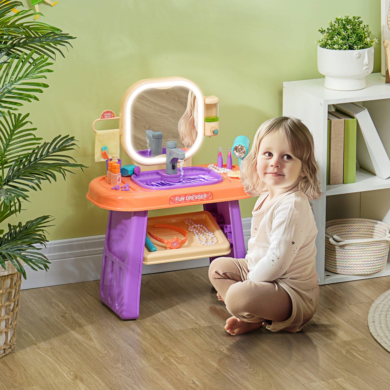 Sminkbord för barn med spegel, musik & LED-ljus
