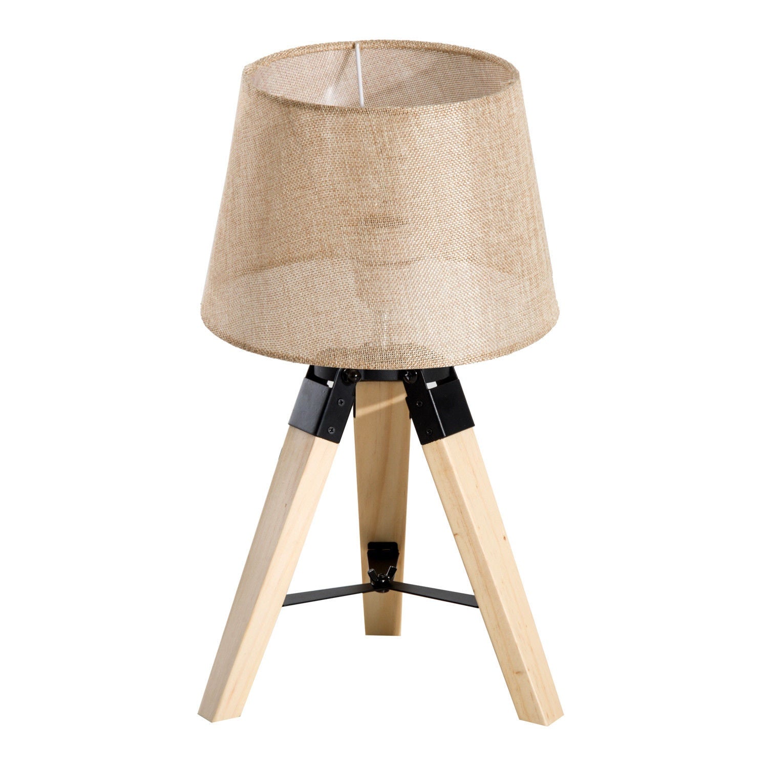 Sängbordslampa, beige linnelook, 45cm