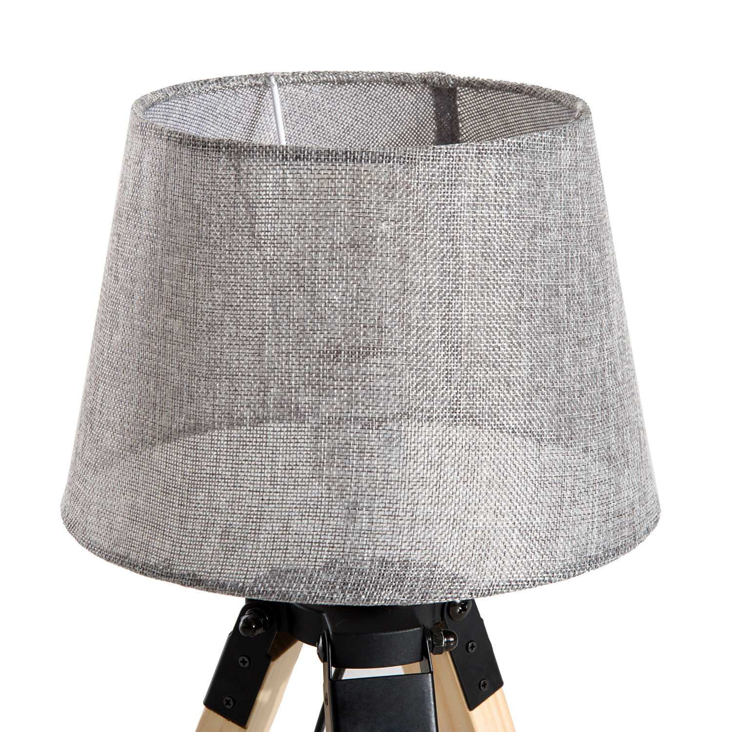 Sängbordslampa i grå linnelook, Furu & Polyester, E27