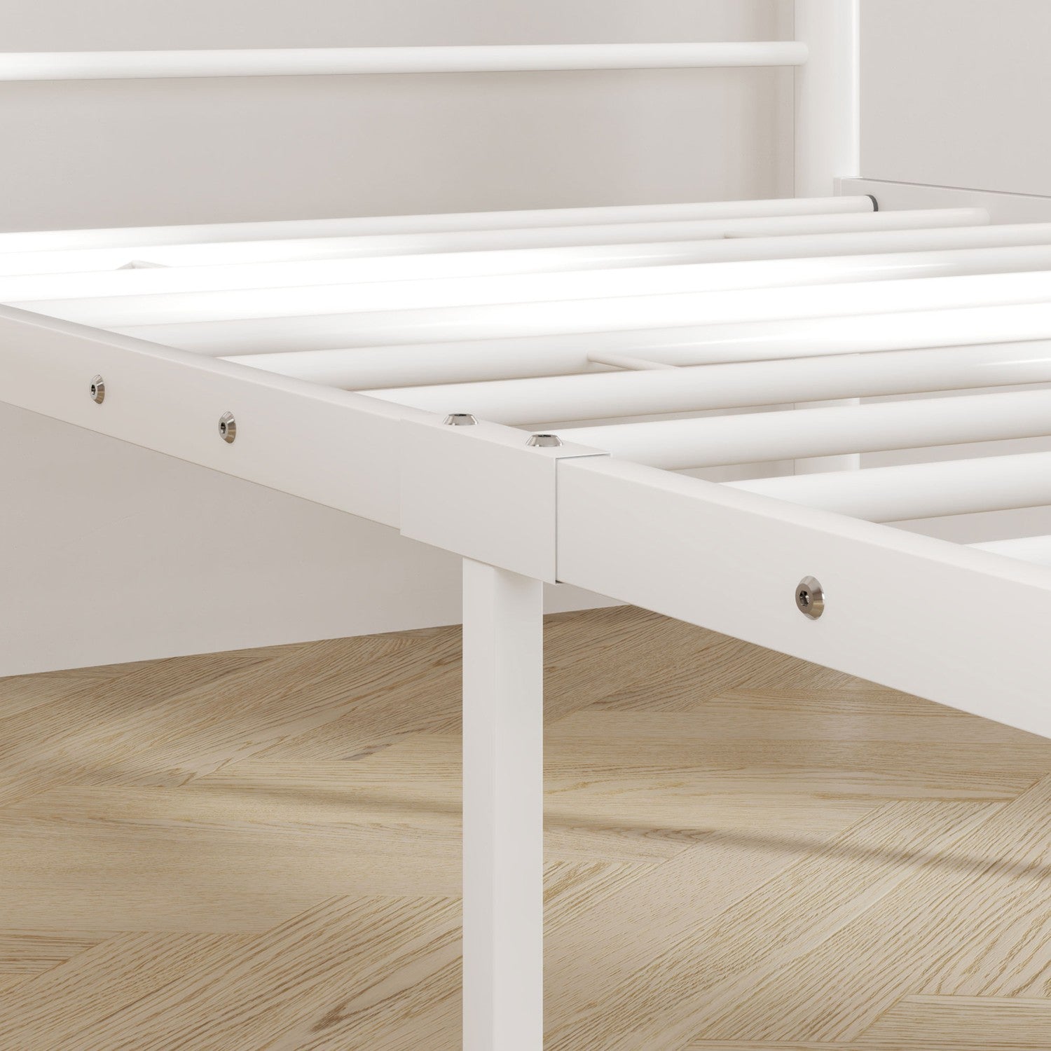 Sängram i stål för 200x90cm Madrass, Vit, 88cm hög