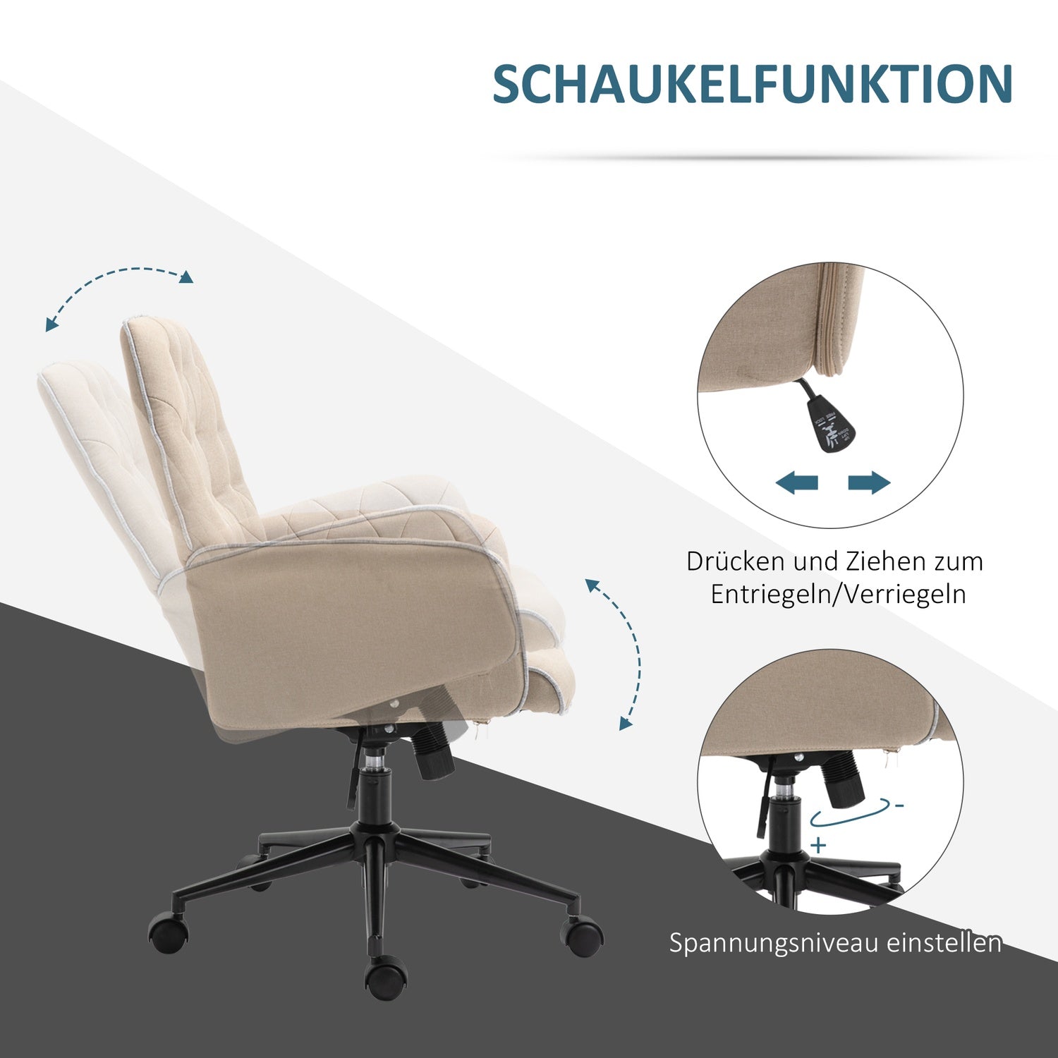 Ergonomisk vridbar kontorsstol, höjdjusterbart skum